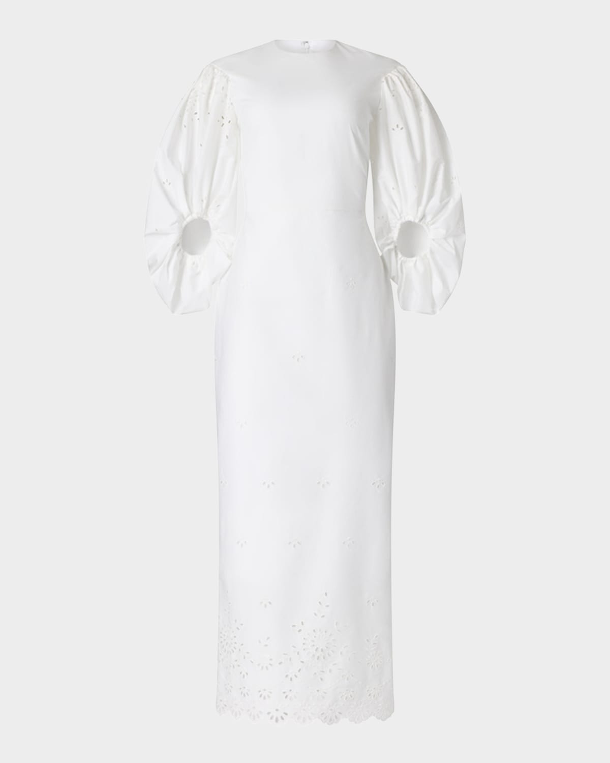 Altuzarra Danielle Balloon Sleeve Cotton Blend Eyelet Dress In Optic White