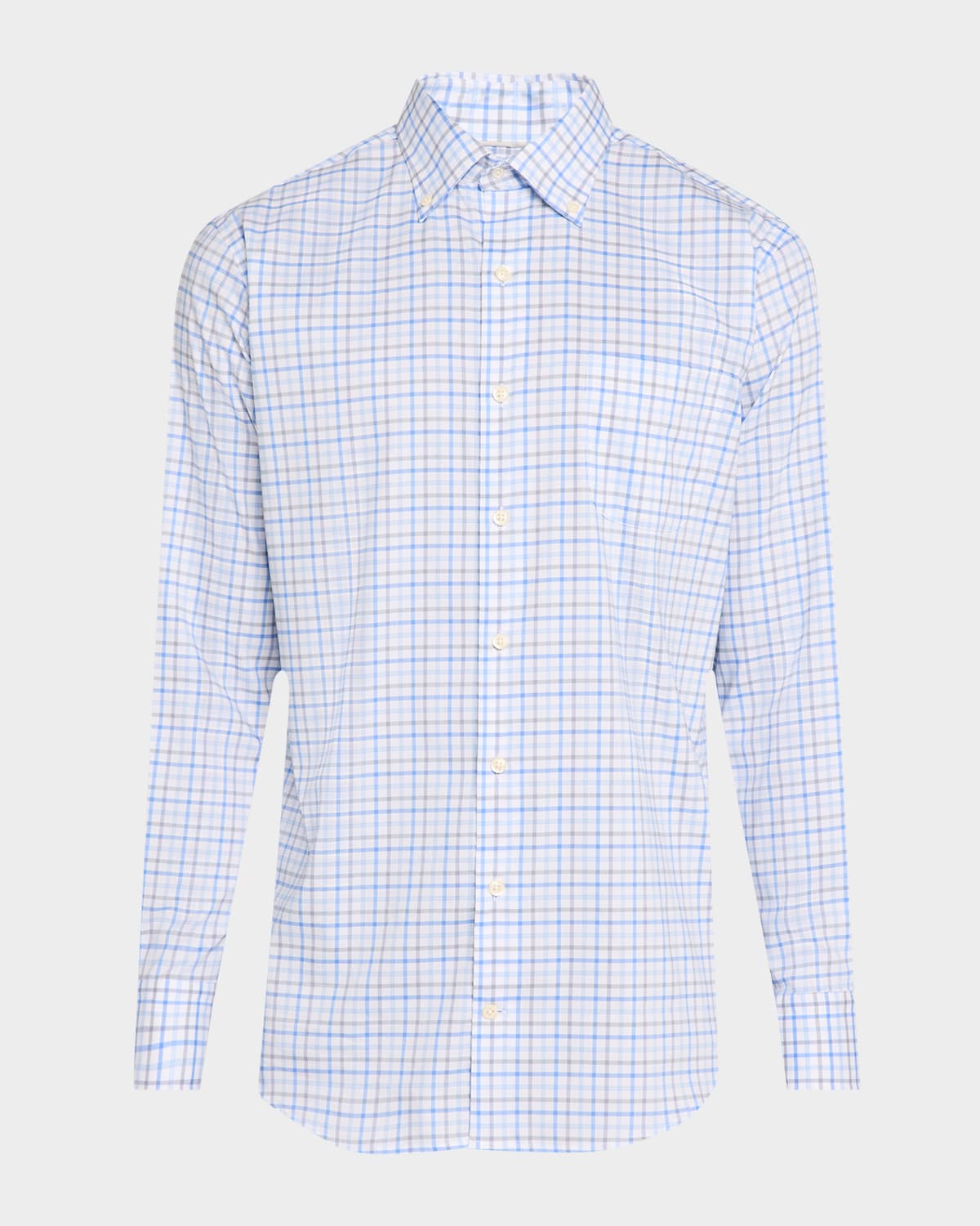 Peter Millar Men's Calgary Crown Lite Cotton-stretch Check Sport Shirt In Blue Poppy