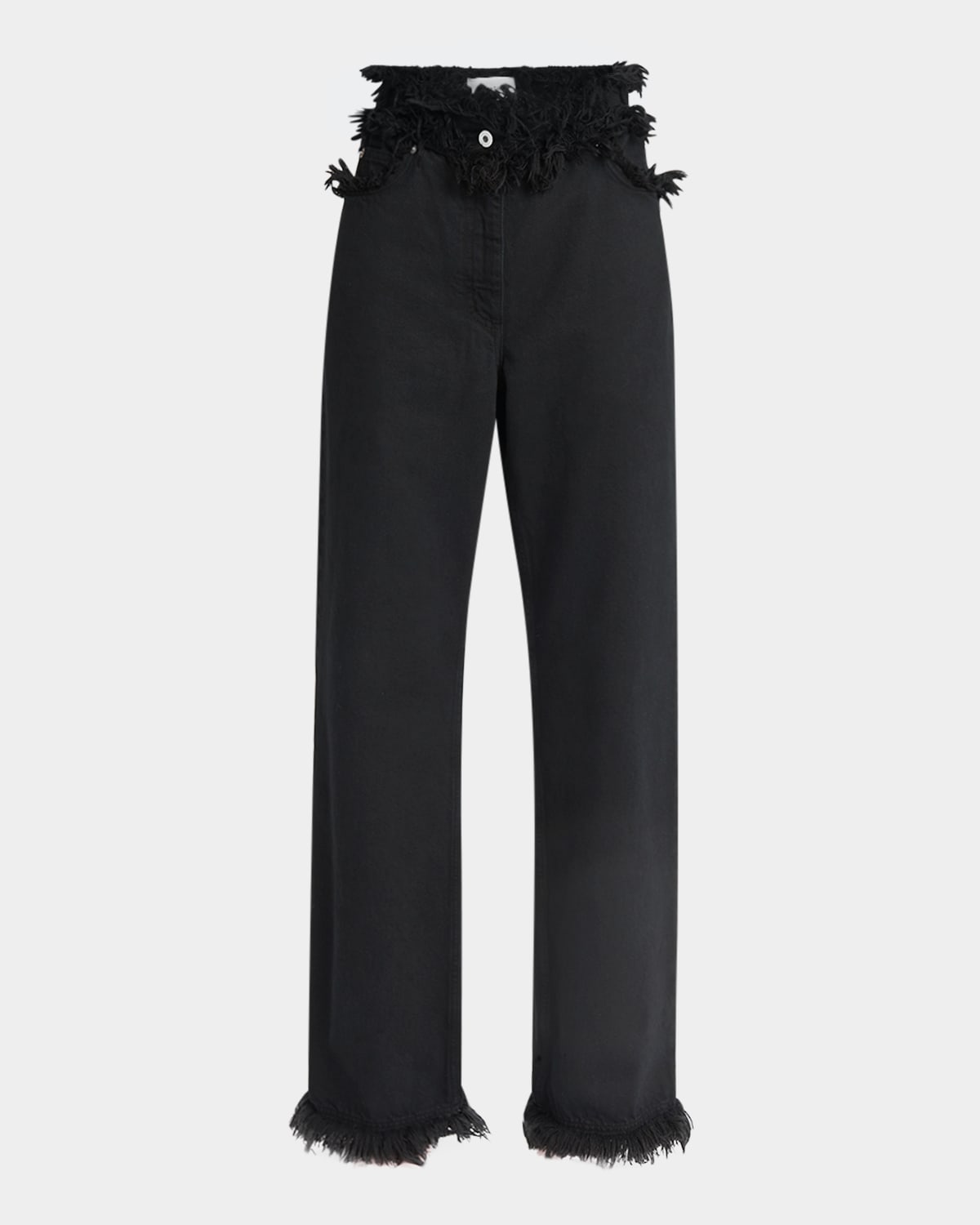 Ferragamo Frayed High-rise Straight-leg Pants In Nero