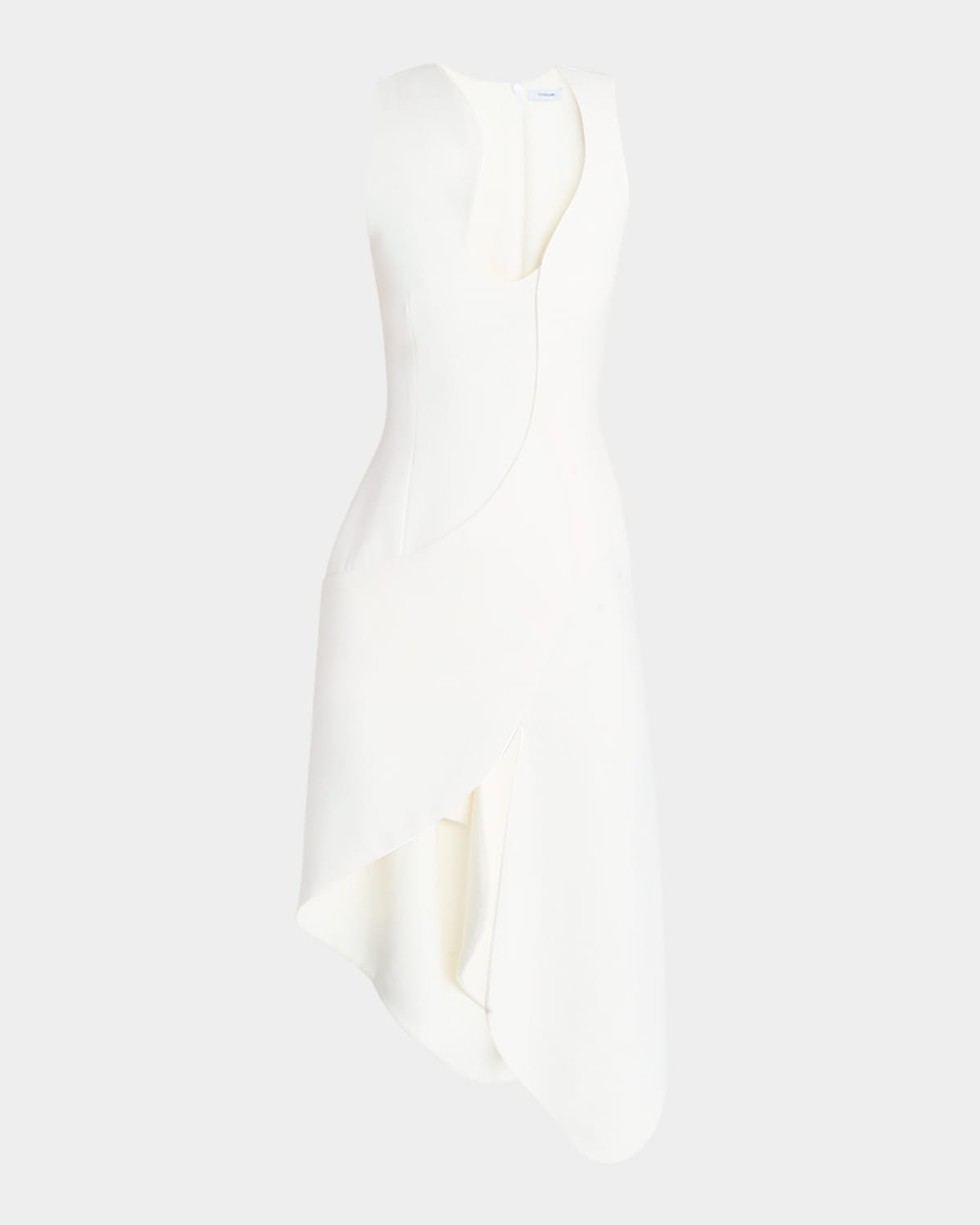 Shop Ferragamo Sleeveless High-low Midi Dress In Mascarpone