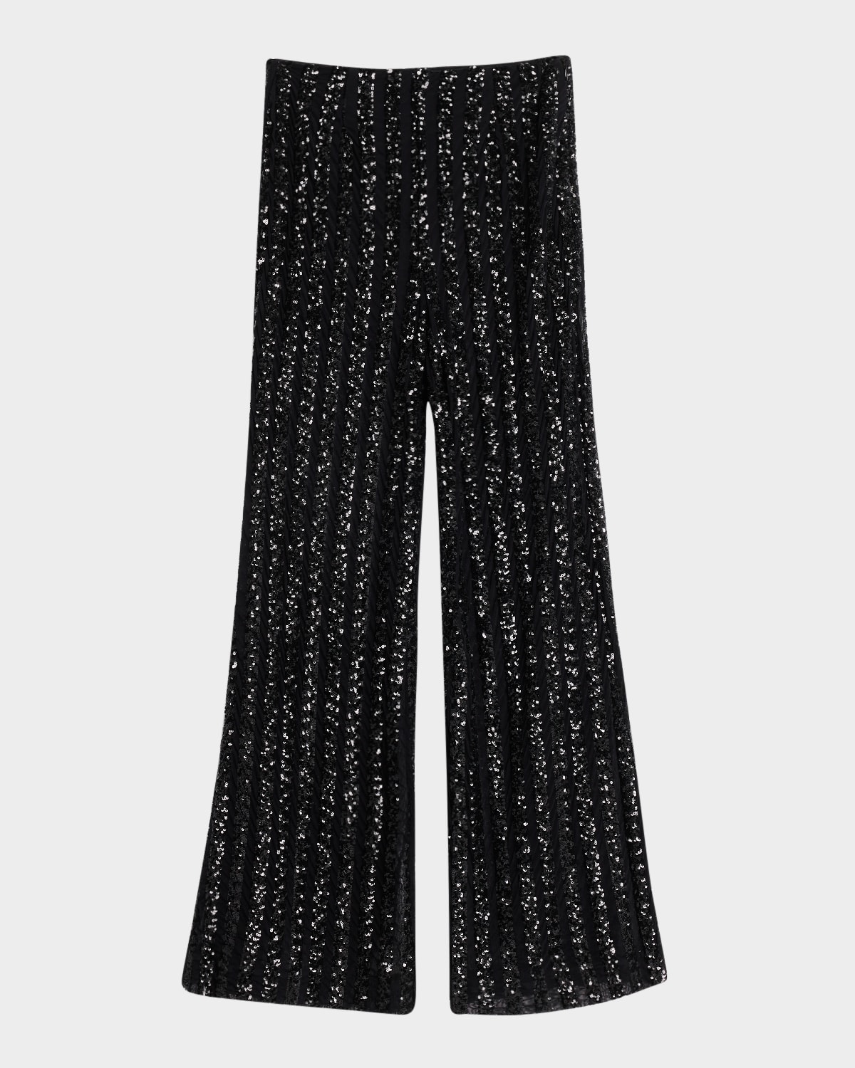 Sans Faff Stripe Sequined Wide Leg Trousers In Black