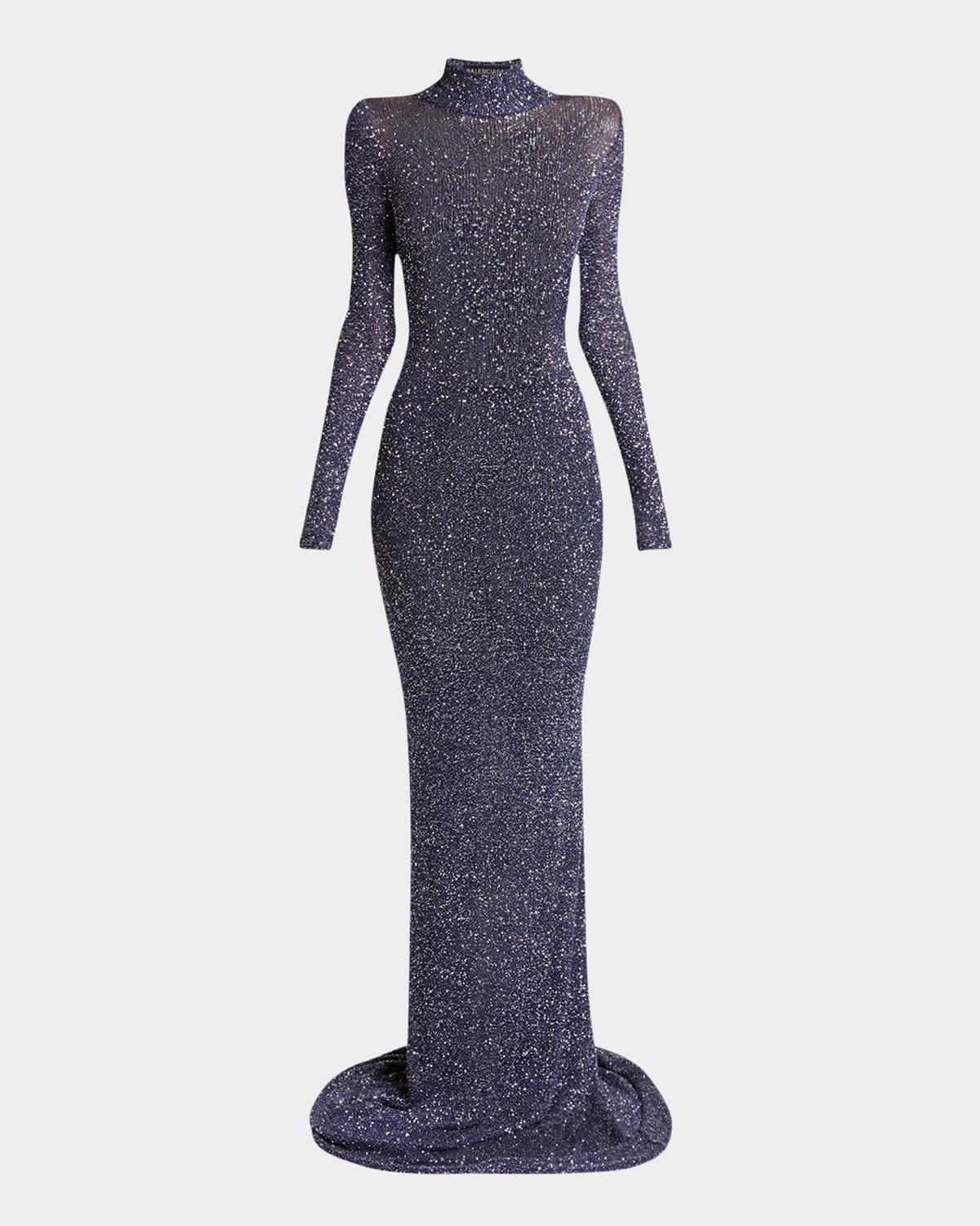 Sequined Mock-Neck Maxi Dress