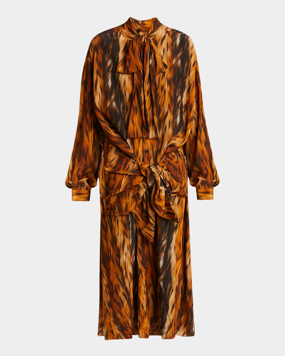 Balenciaga Knotted Ai Fur Print Maxi Dress In 2135 Brown