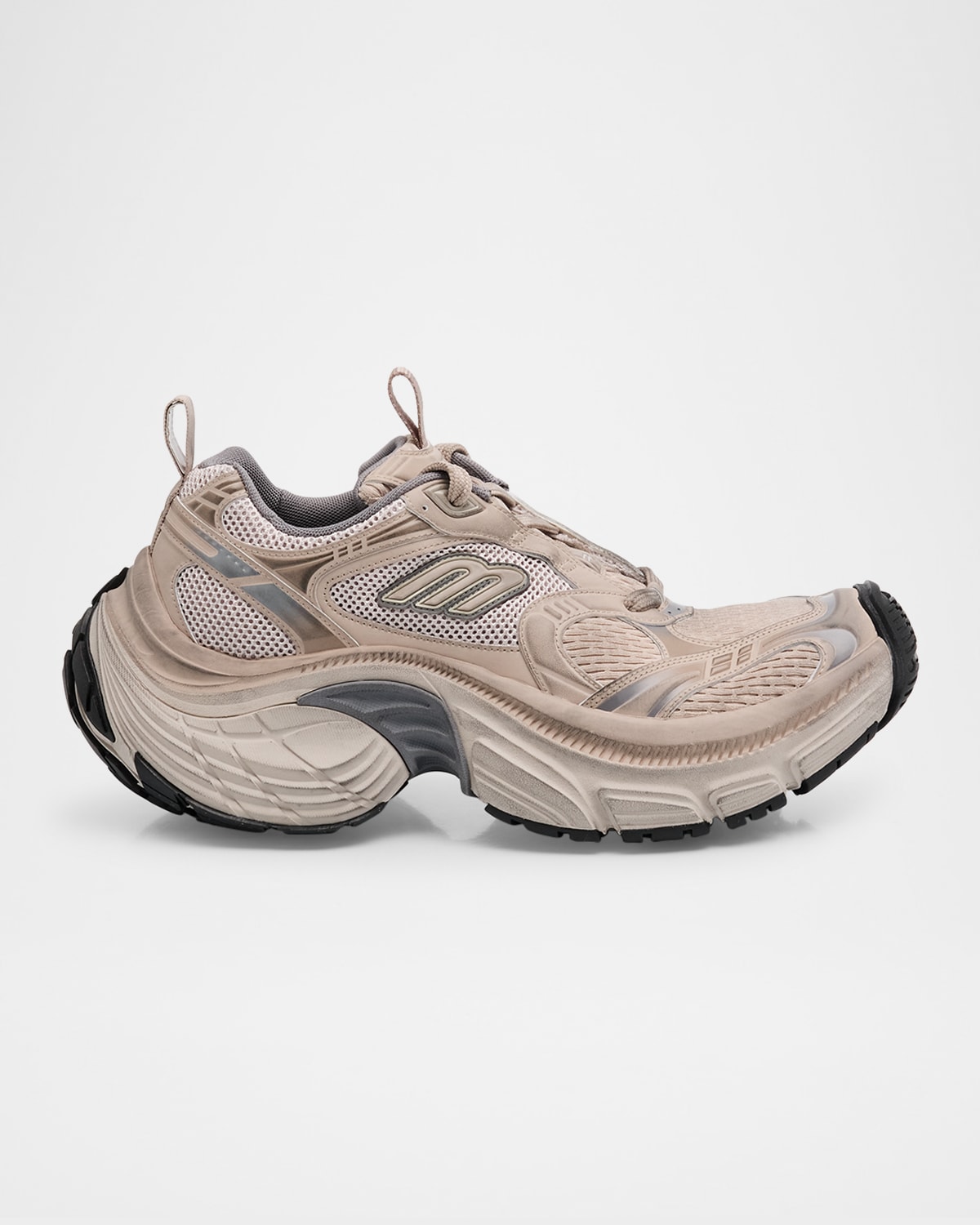 Balenciaga Men Cappuccino Mesh And Rubber 6xl Sneakers In Brown