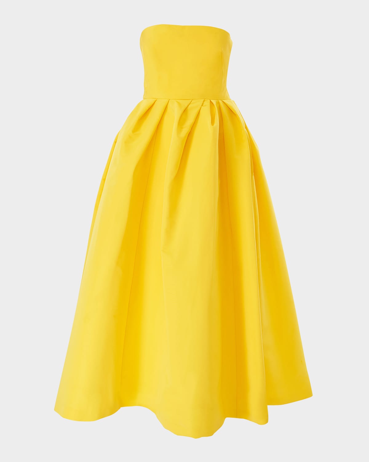 Shop Carolina Herrera Strapless Fit-&-flare Midi Dress In Taxi Cab