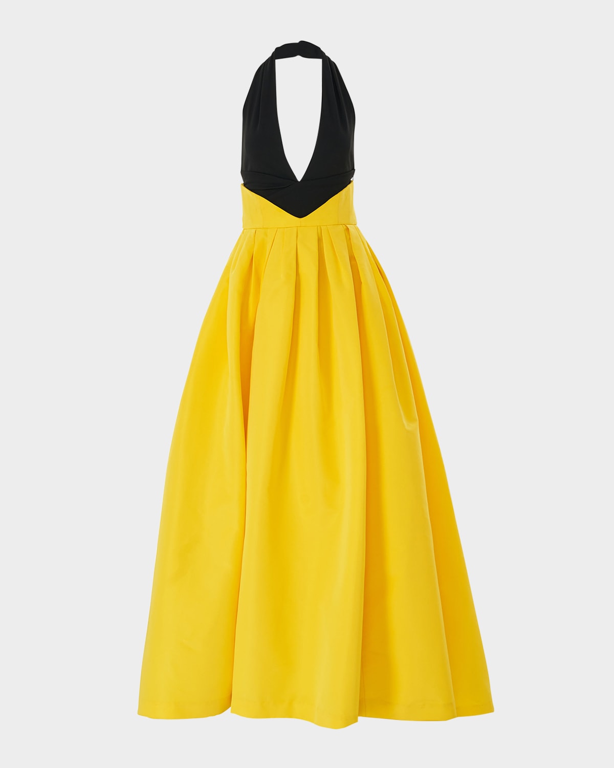 Carolina Herrera Bicolor Halter Neck Silk Ballgown In Taxi Cab Multi
