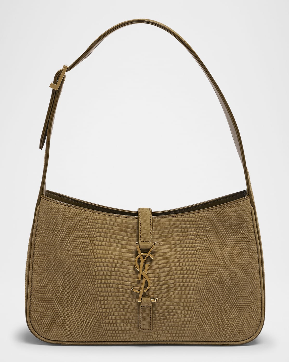 Saint Laurent Le 5 A 7 Ysl Shoulder Bag In Lizard-effect Leather In Light Safari