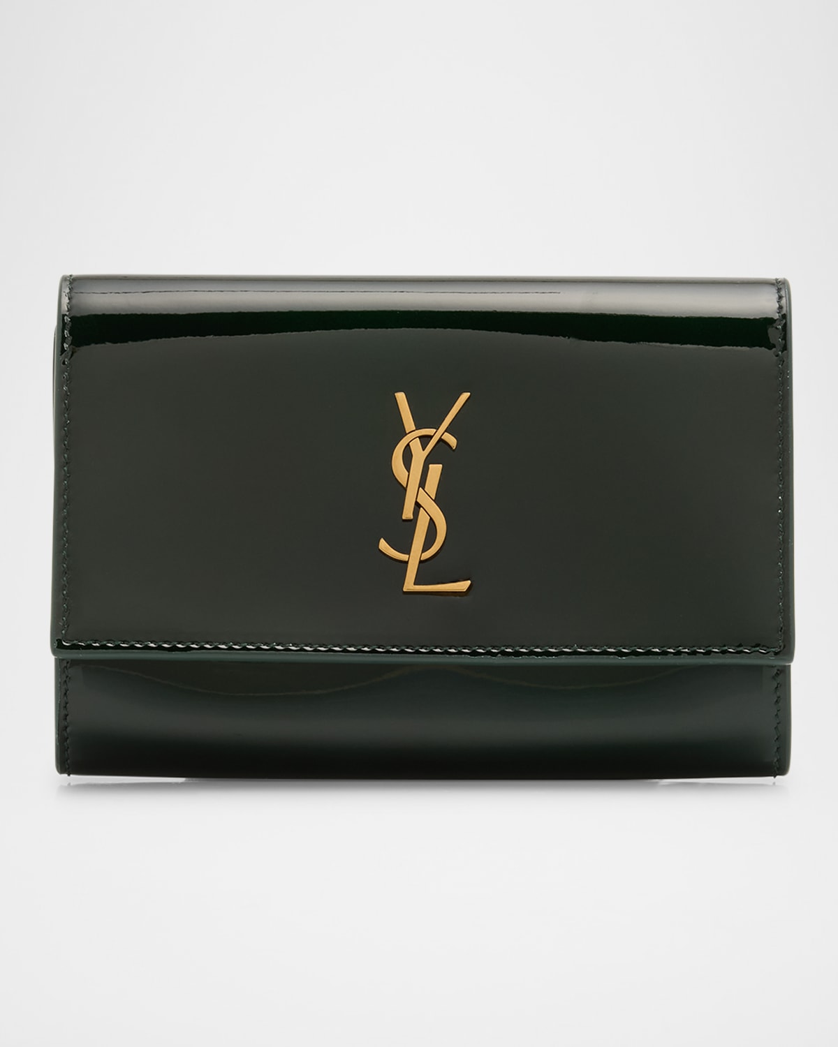 Saint Laurent Small Ysl Envelope Wallet In Patent Leather In 3856 Fir Leaf