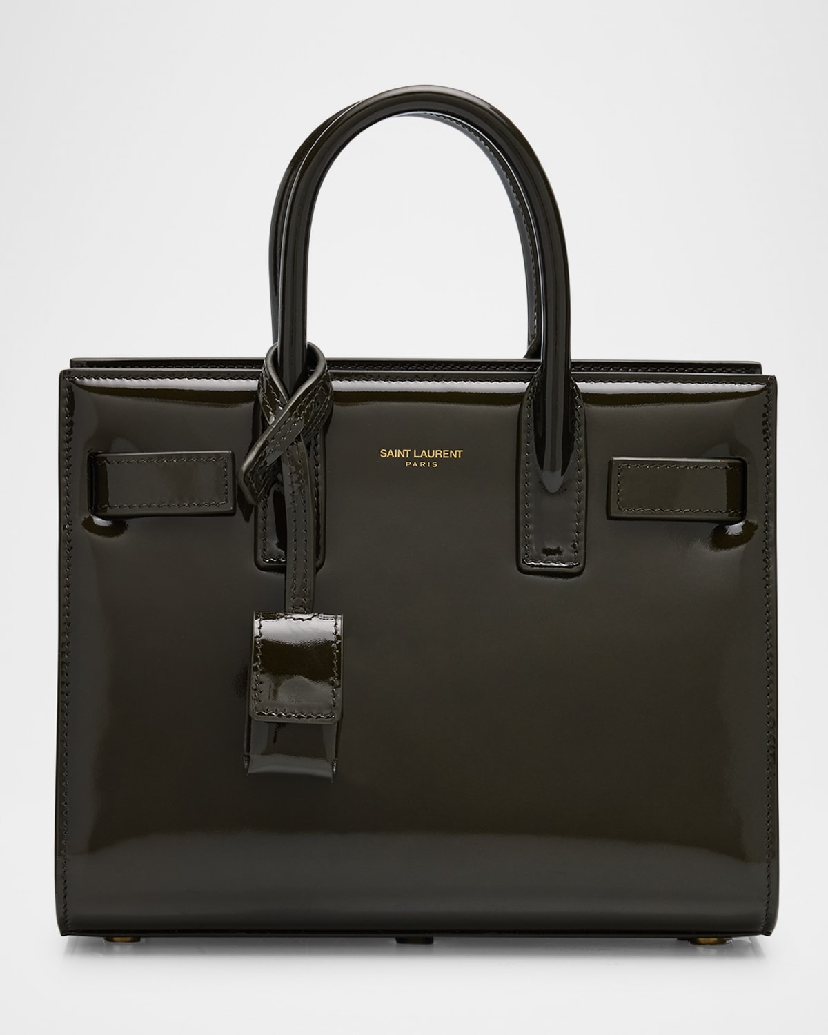 Saint Laurent Sac De Jour Nano Top-handle Bag In Patent Leather In Vineyard Green
