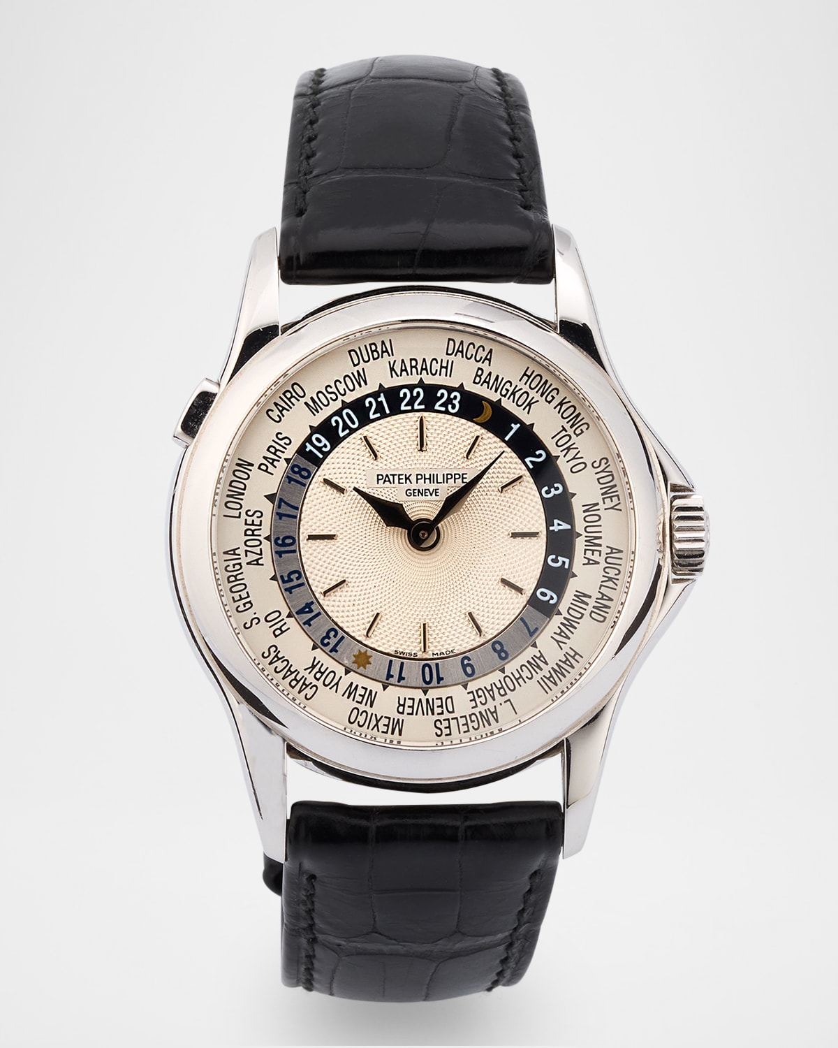 Patek Philippe 18K White Gold World Time 37mm Vintage 2000s Watch