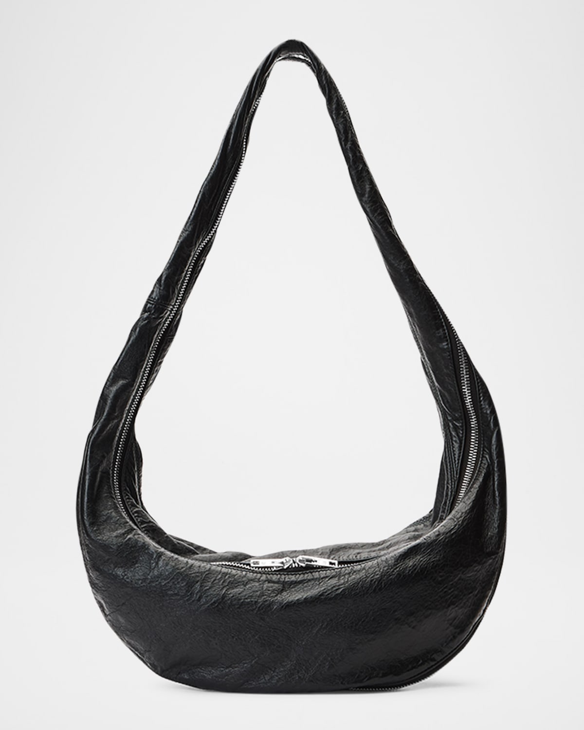 Twyst Zip Leather Hobo Crossbody Bag