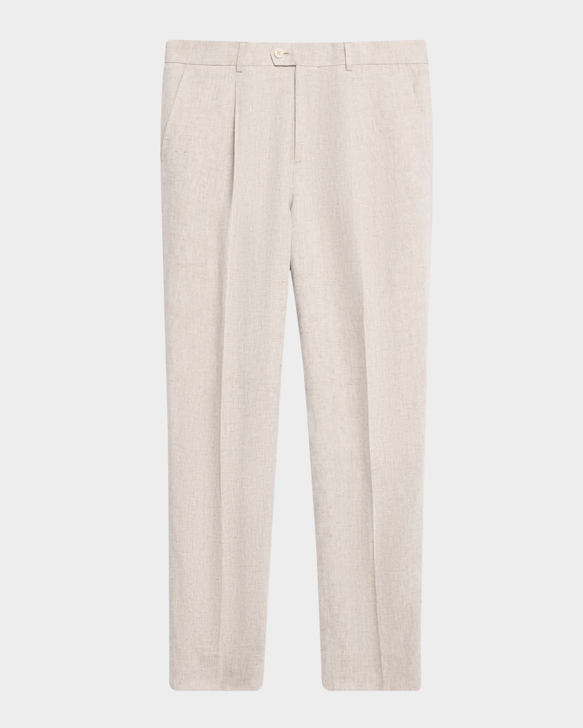 Brunello Cucinelli Men's Linen Single-pleated Pants In Brown