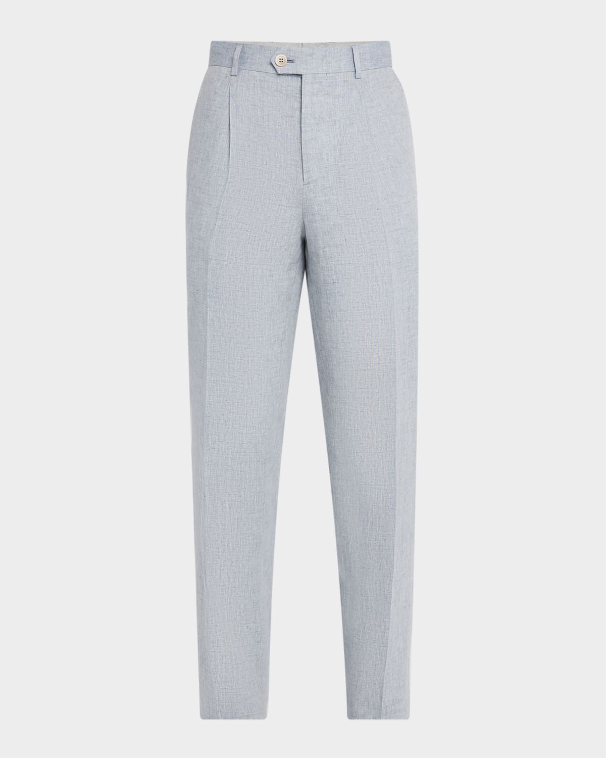 Brunello Cucinelli Men's Linen Single-pleated Pants In Brown