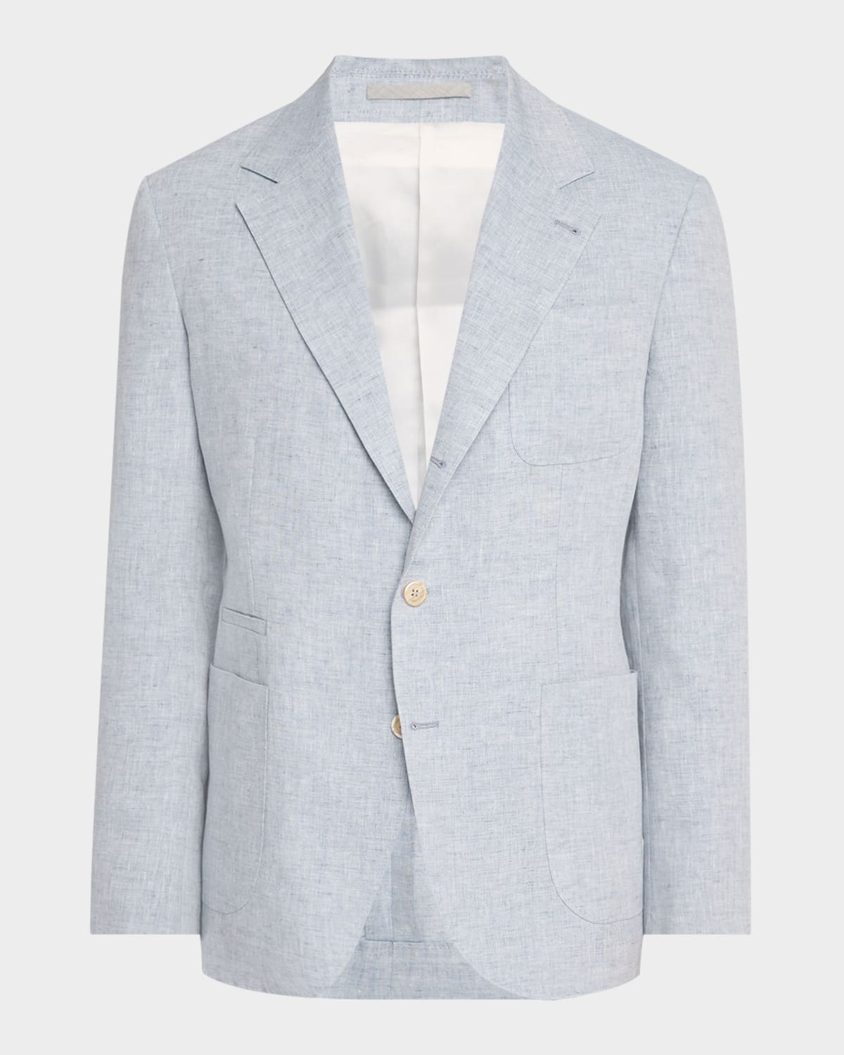 Shop Brunello Cucinelli Men's Linen Single-breasted Sport Coat In Dusty Light Blue