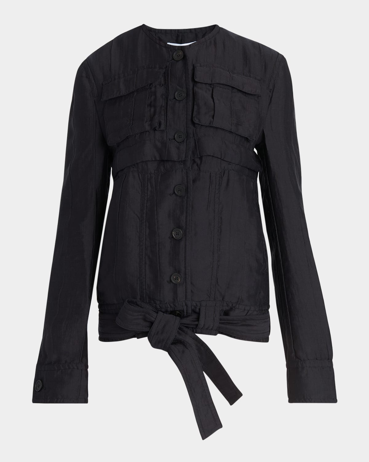 Ferragamo Triple Silk Organdie Transformable Jacket In Nero