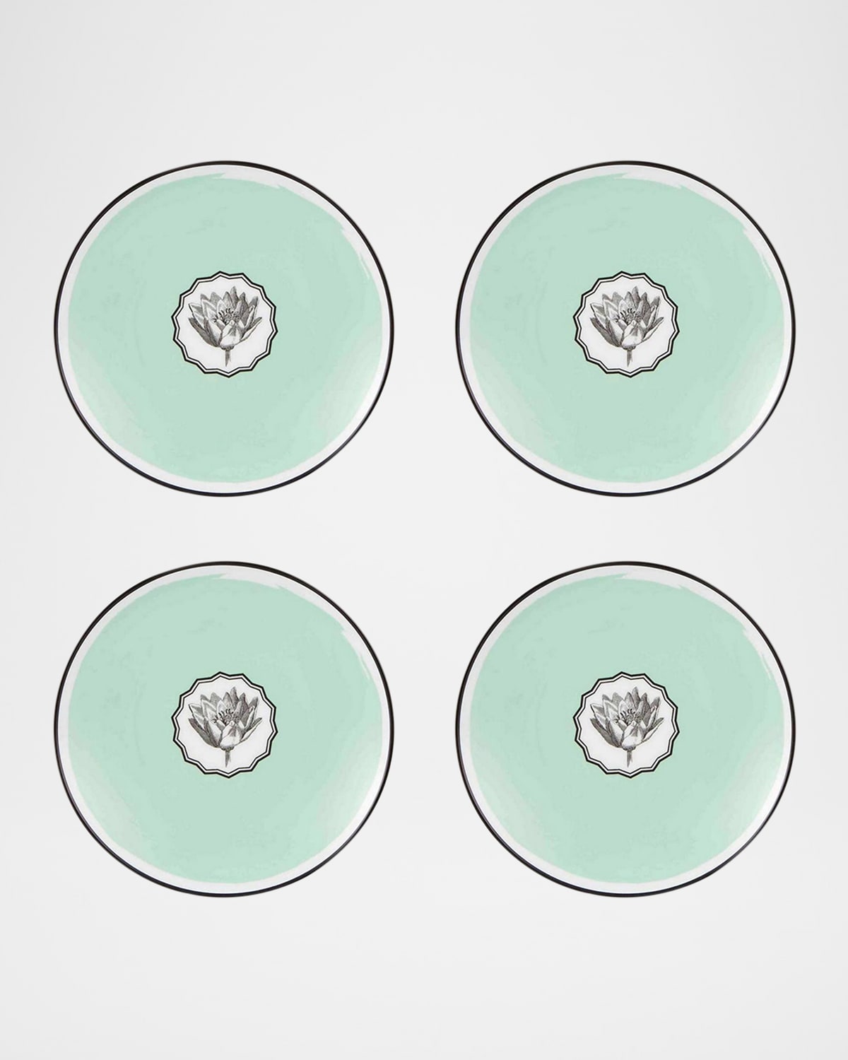 Christian Lacroix X Vista Alegre Herbariae Dessert Plates, Set Of 4 In Green