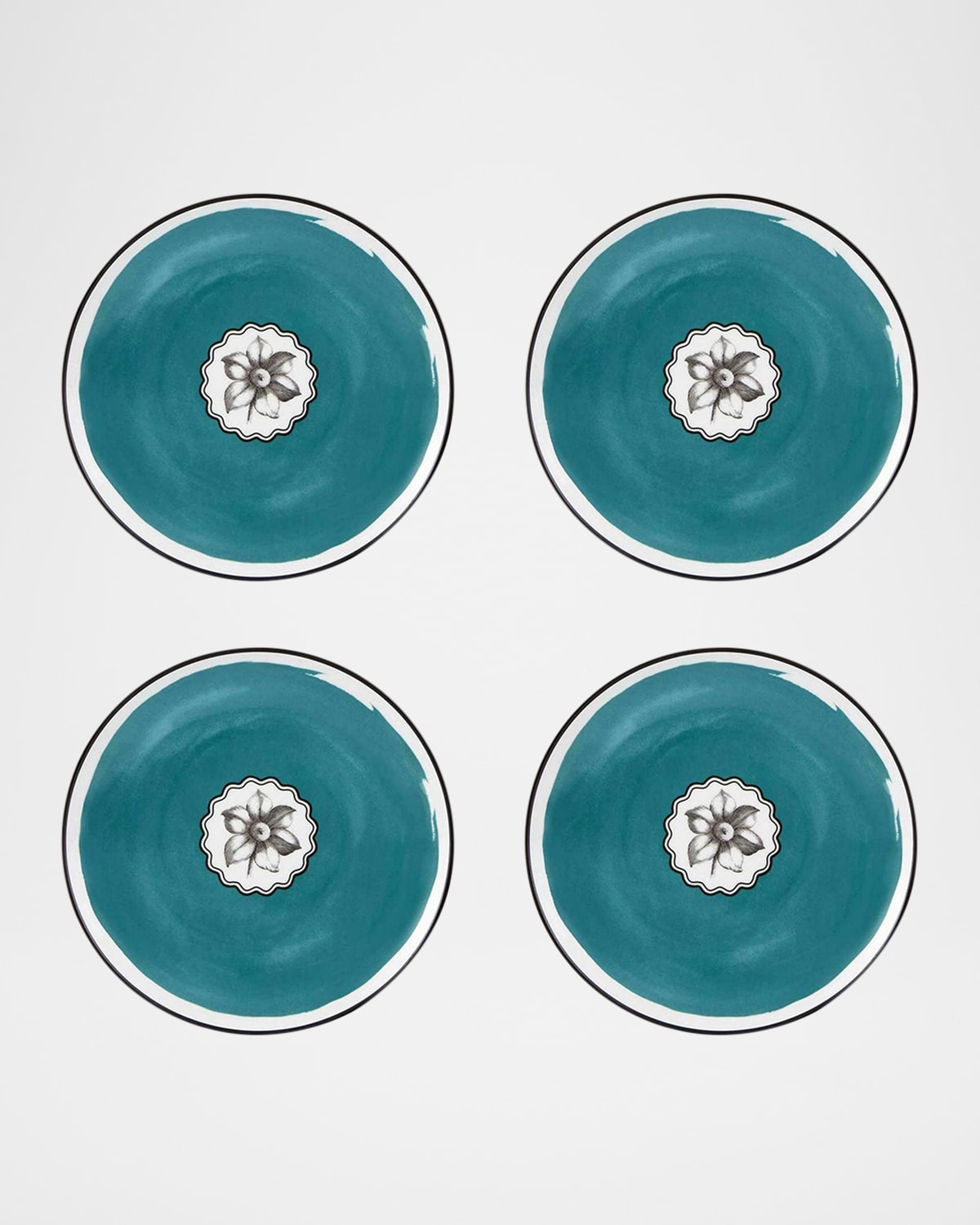 Christian Lacroix X Vista Alegre Herbariae Dessert Plates, Set Of 4 In Peacock