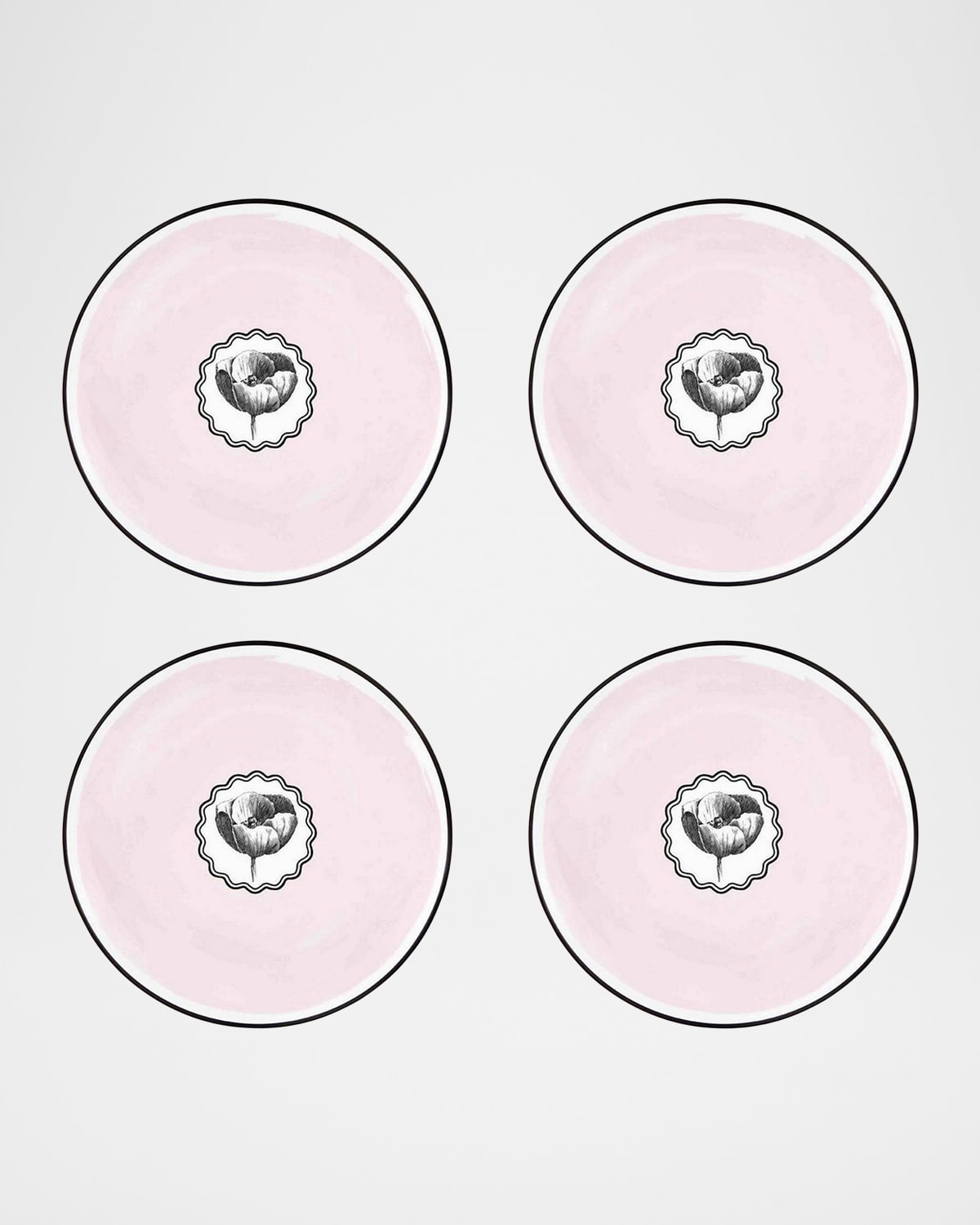 Christian Lacroix X Vista Alegre Herbariae Dessert Plates, Set Of 4 In Pink