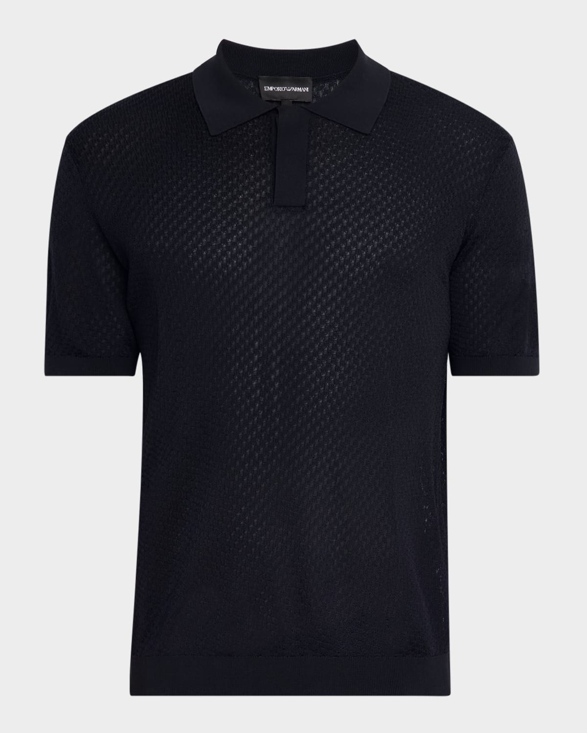 Emporio Armani Men's Micro-Jacquard Short-Sleeve Polo Sweater