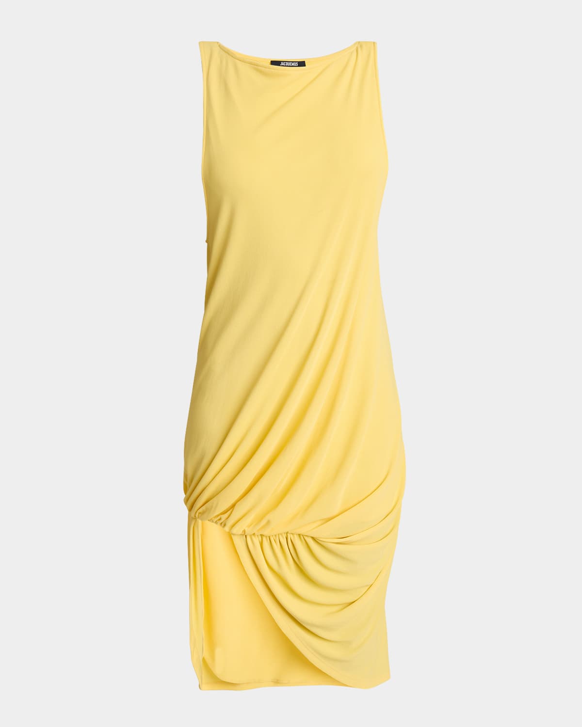 Jacquemus Peplo Sleeveless Draped High-low Dress In Yellow