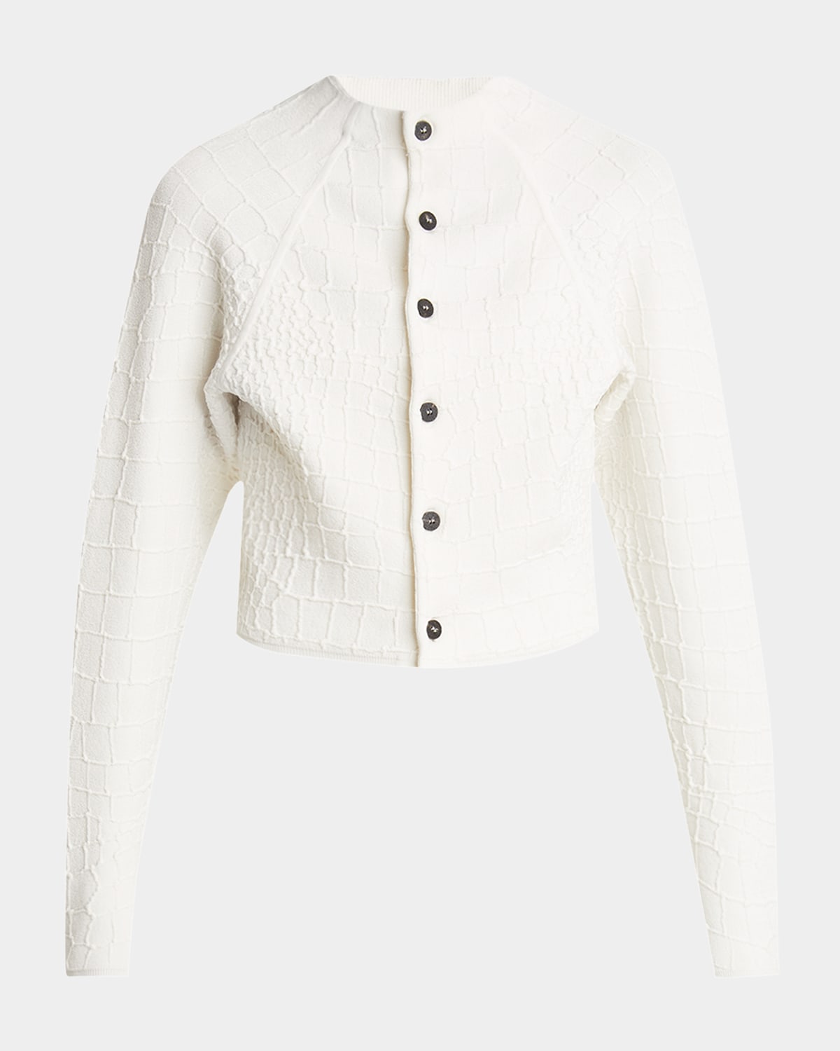 Jacquemus Womens Off-white The Scala Croc-embossed Woven-stretch Cardigan In Off-white