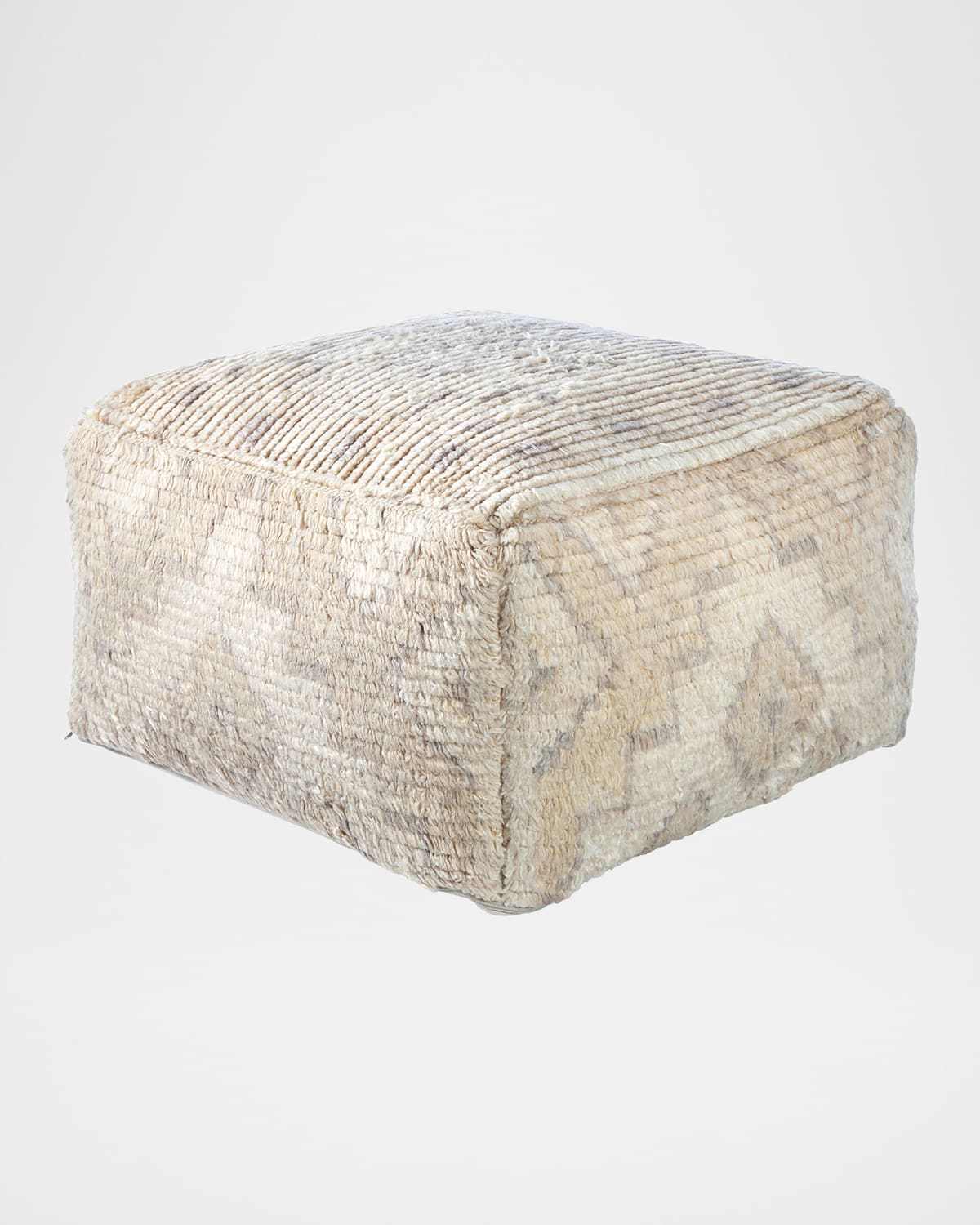 Surya Freyja Handknot Pouf In Gray/cream