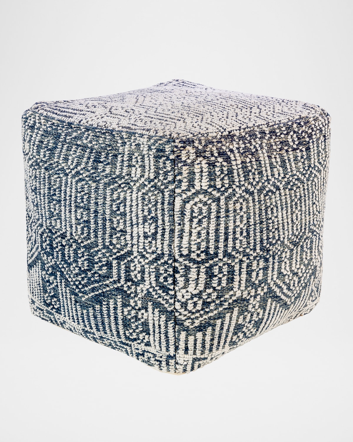 Surya Nobel Handknot Pouf In Navy/cream
