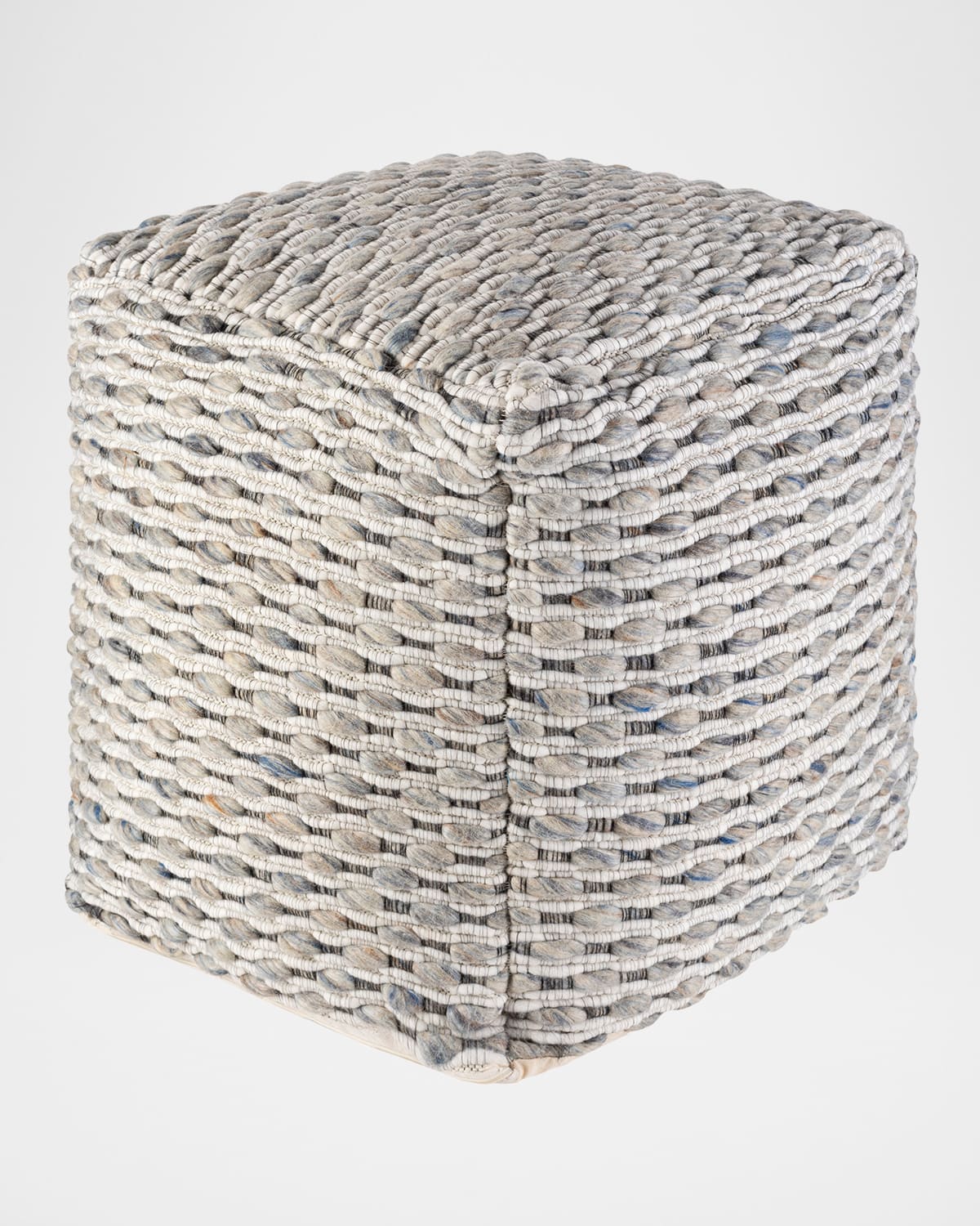 Shop Surya Lanier Woven Pouf In Gray Multi