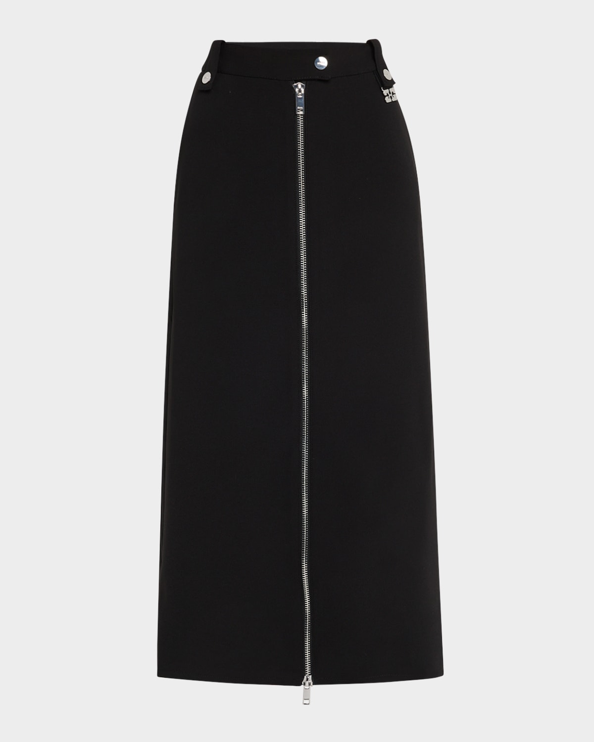 Ganni Zip-up Crepe Midi Skirt In Black