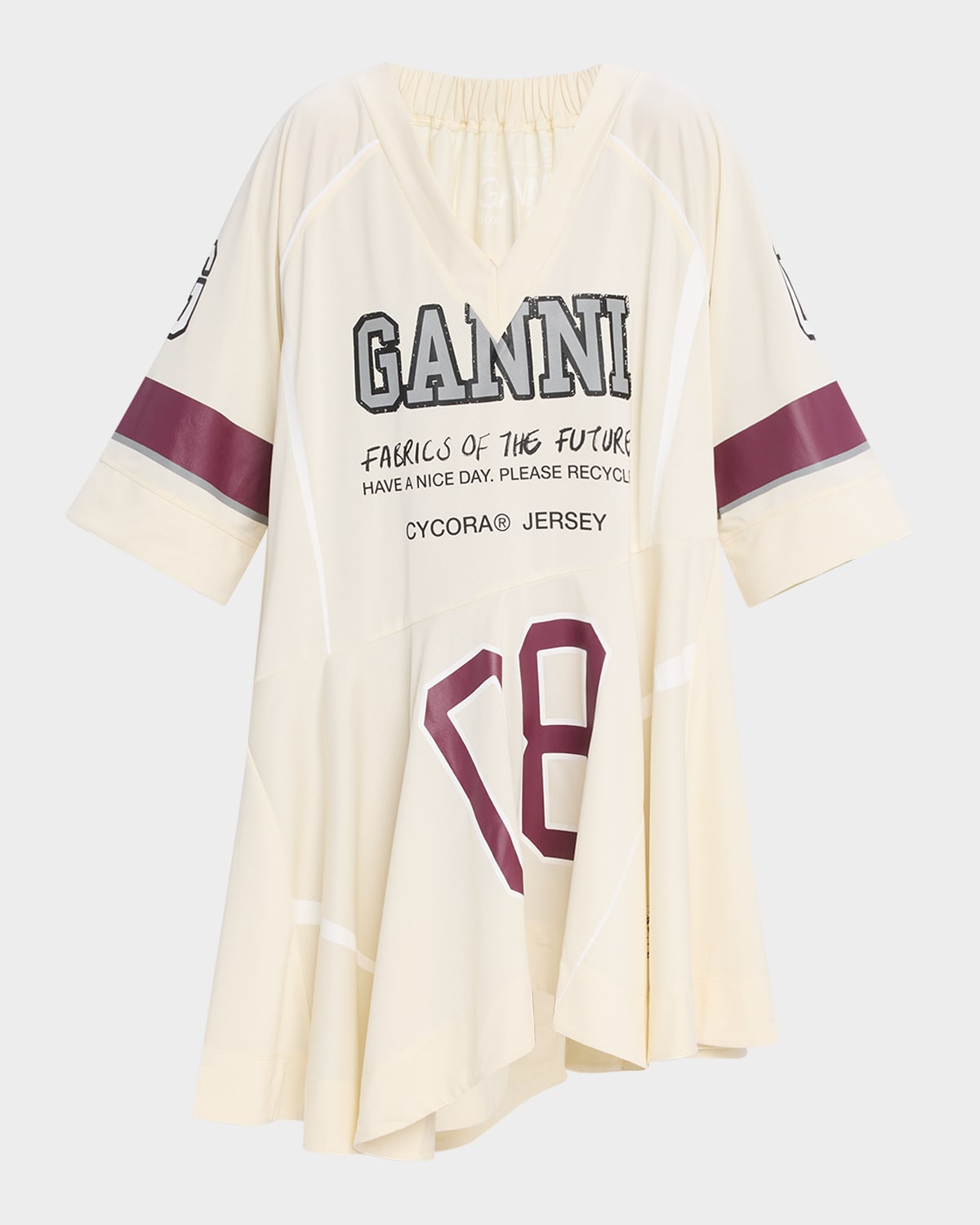 Ganni Oversized Jersey Mini Dress In Antique White