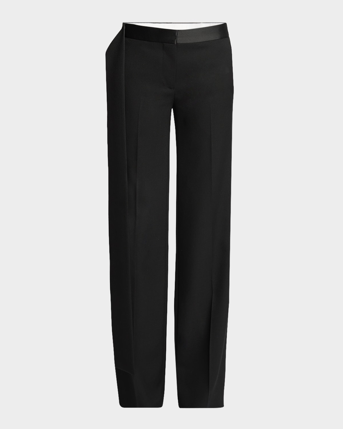 VICTORIA BECKHAM GIGI WOOL-BLEND SATIN-TRIM TROUSERS 