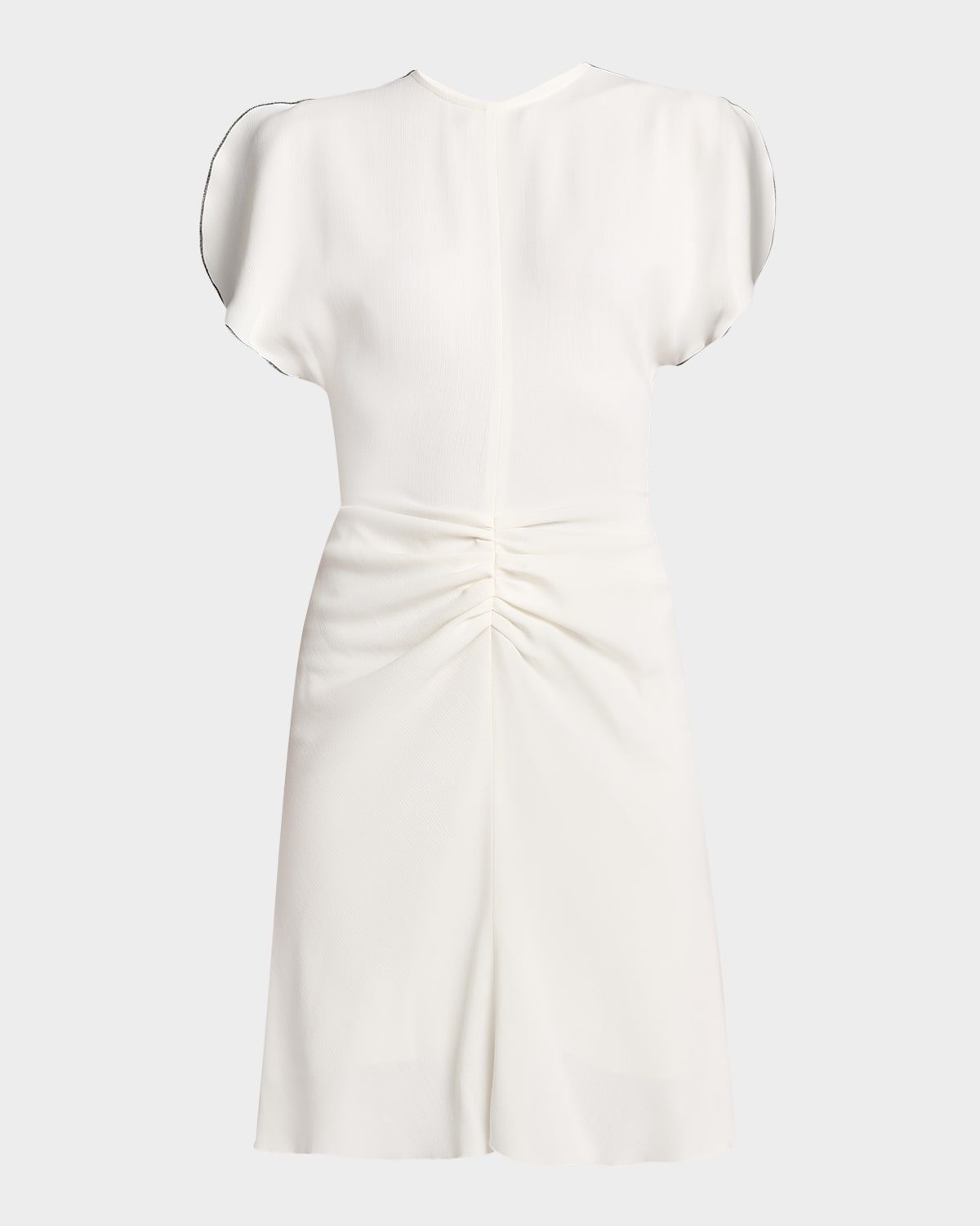 Gathered Waist Wool Mini Dress