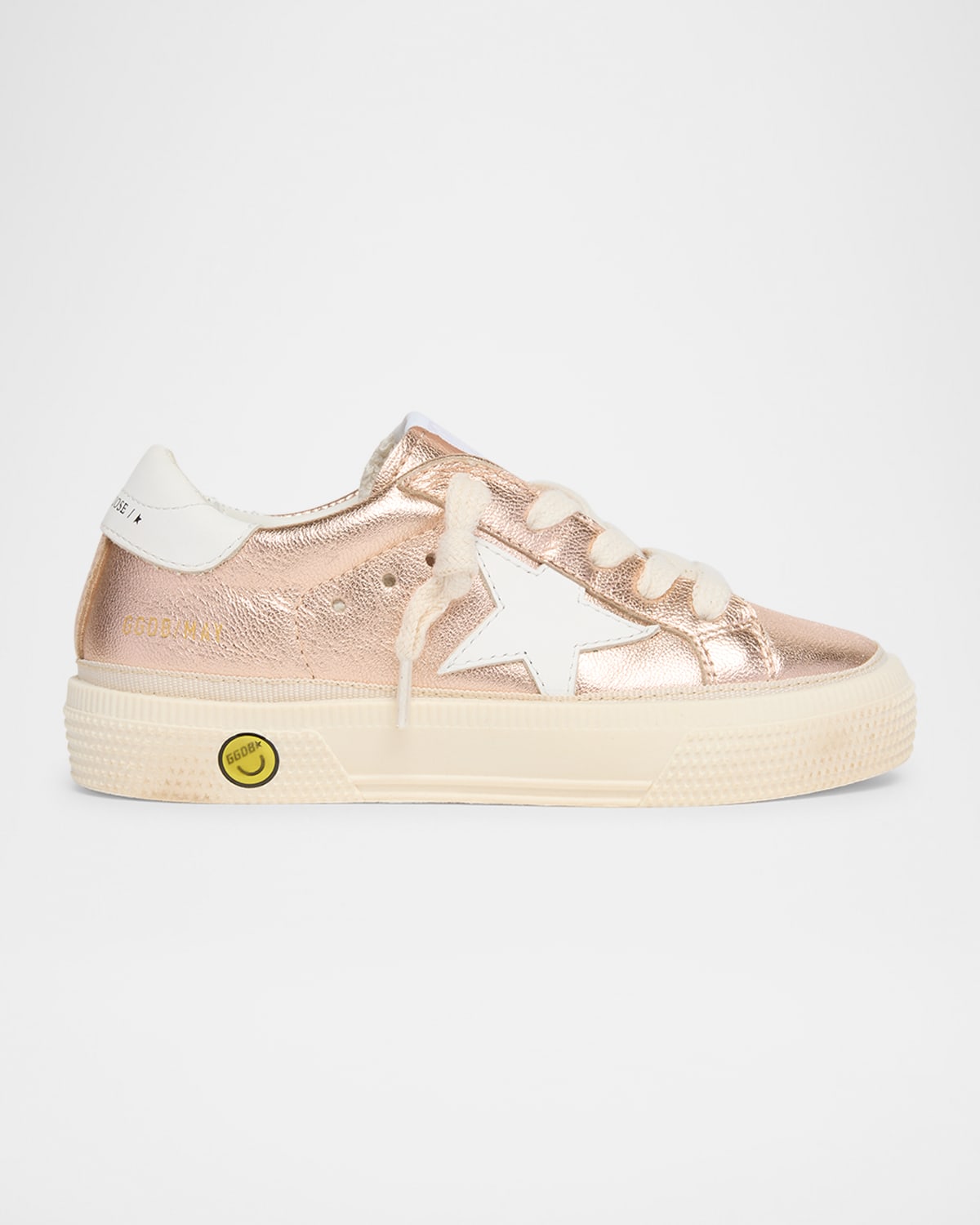 GOLDEN GOOSE GIRL'S MAY LAMINATED LEATHER LOW-TOP SNEAKERS, KIDS 
