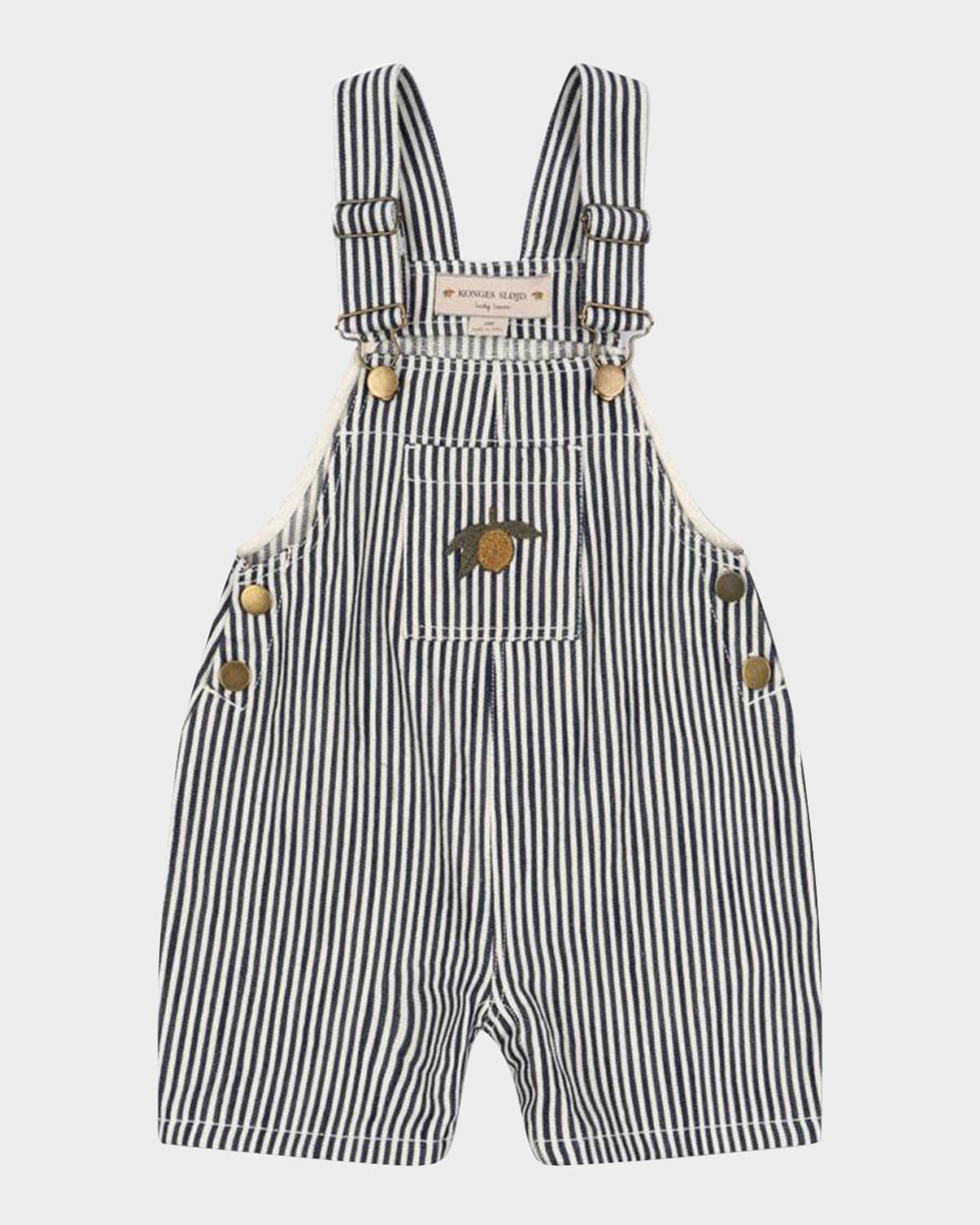 Konges Slojd Kid's Fender Striped Organic Cotton Overalls In Naval Stripe