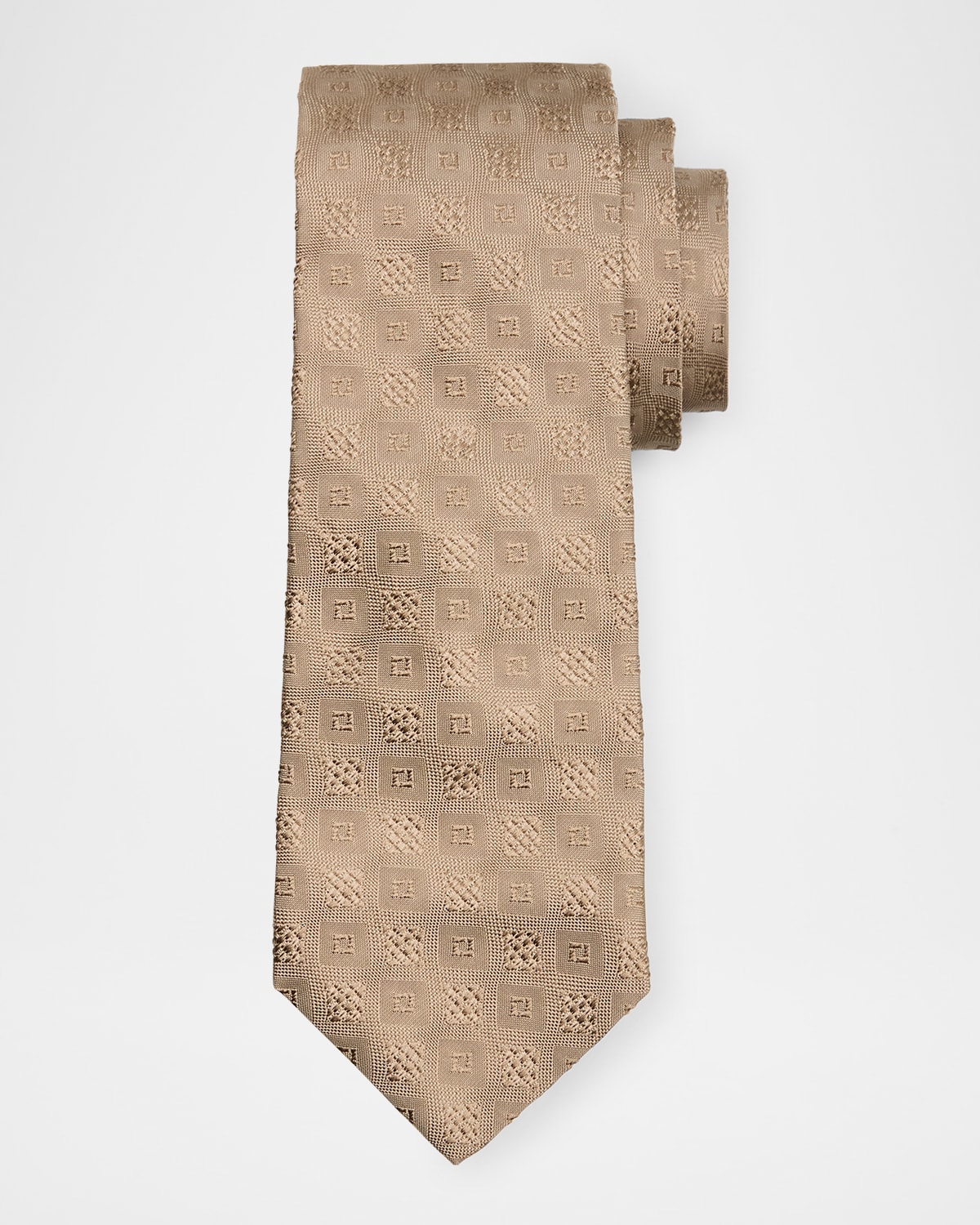 Brunello Cucinelli Men's Silk And Cotton Micro-jacquard Tie In Beige