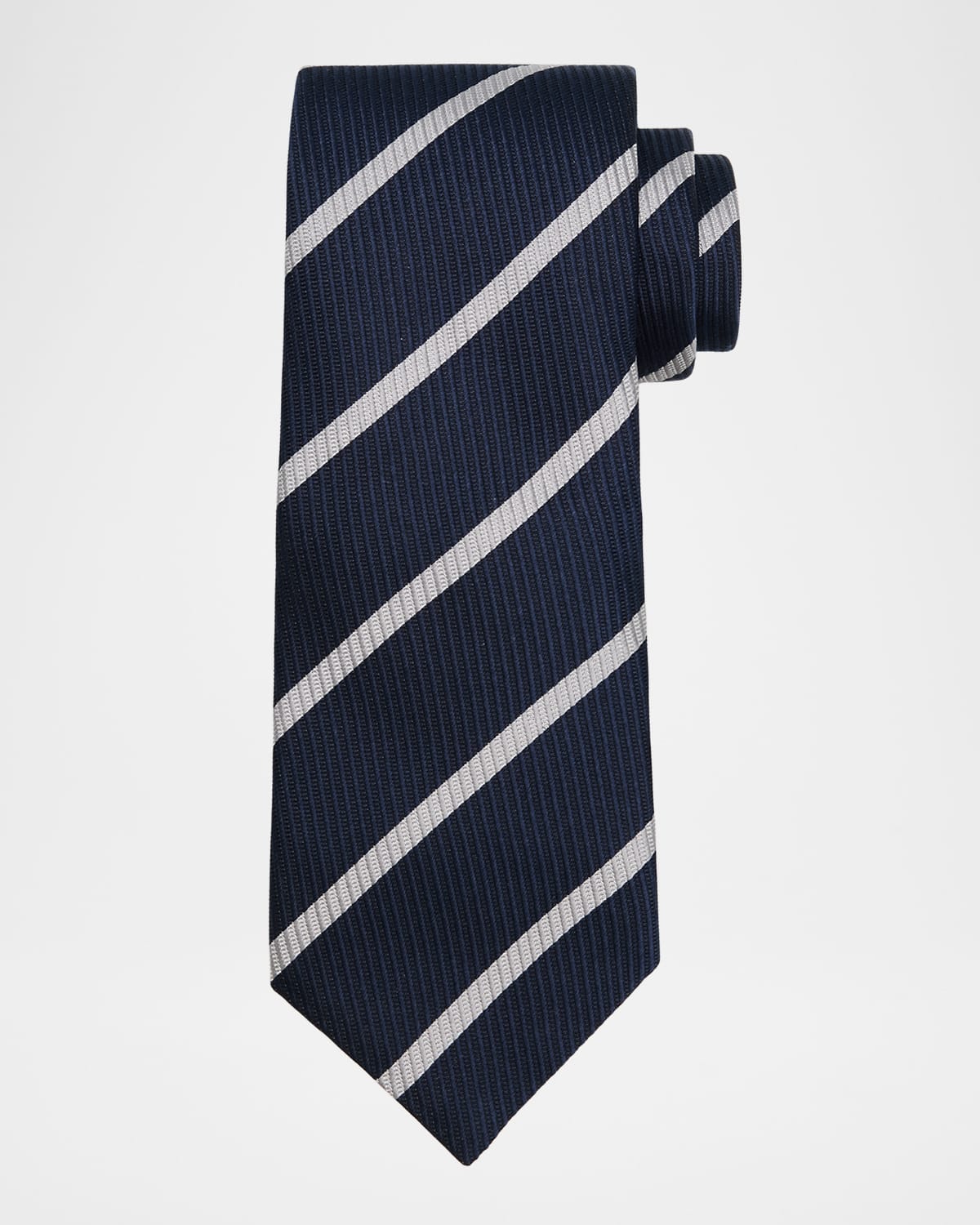 BRUNELLO CUCINELLI MEN'S SILK AND COTTON REGIMENTAL STRIPE TIE 