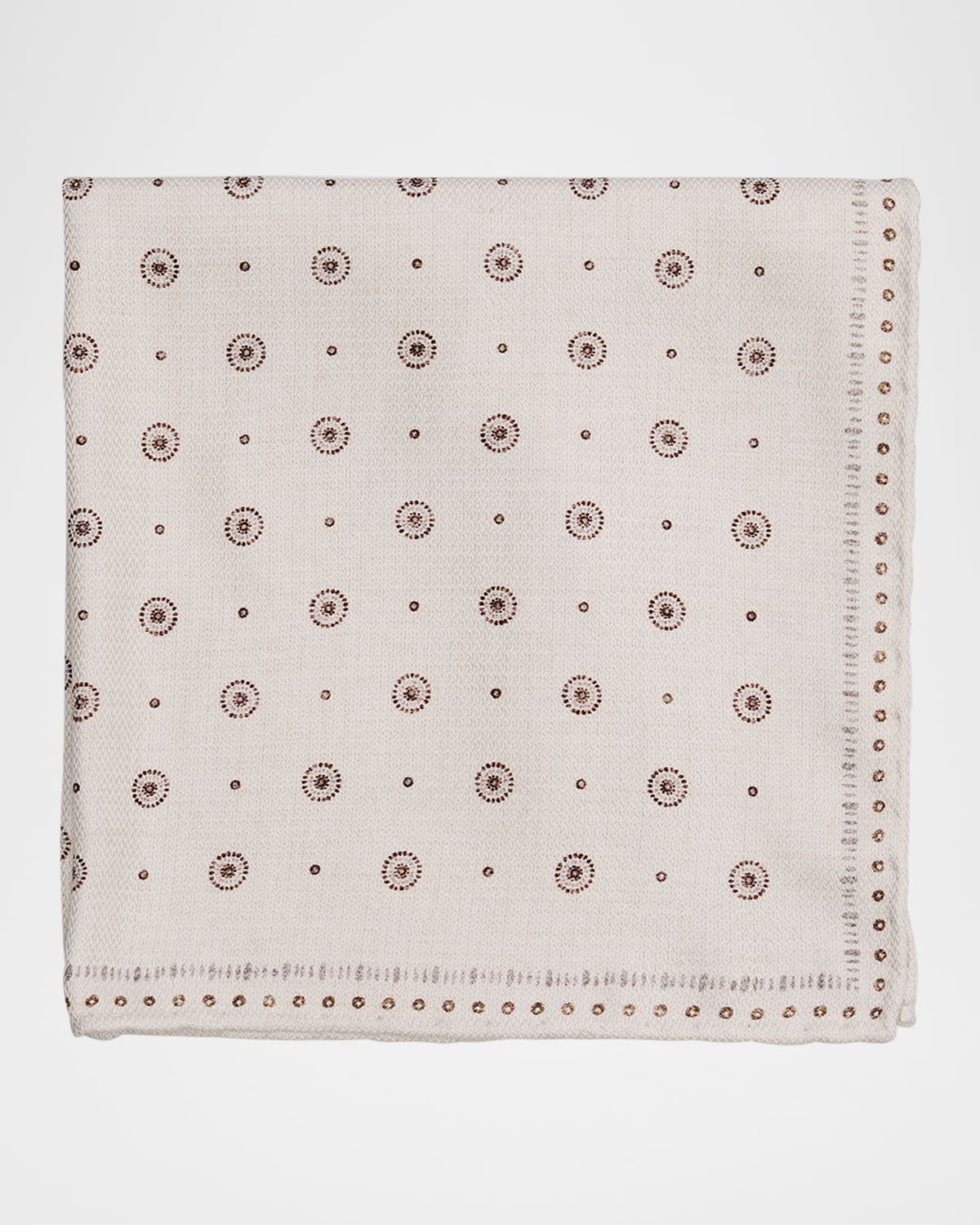 Brunello Cucinelli Men's Silk Geometric Dot Pocket Square In White