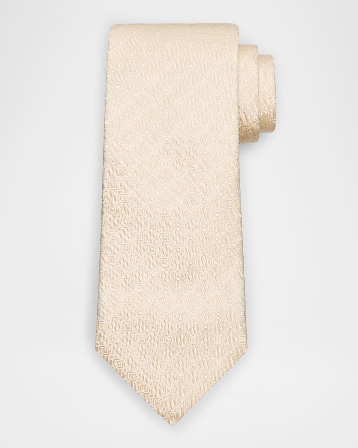 Brunello Cucinelli Men's Silk And Cotton Jacquard Tie In White