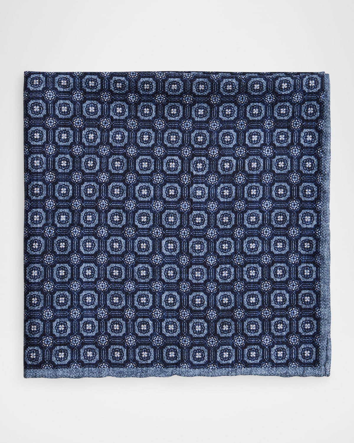 Brunello Cucinelli Men's Silk Geometric Pocket Square In Blue