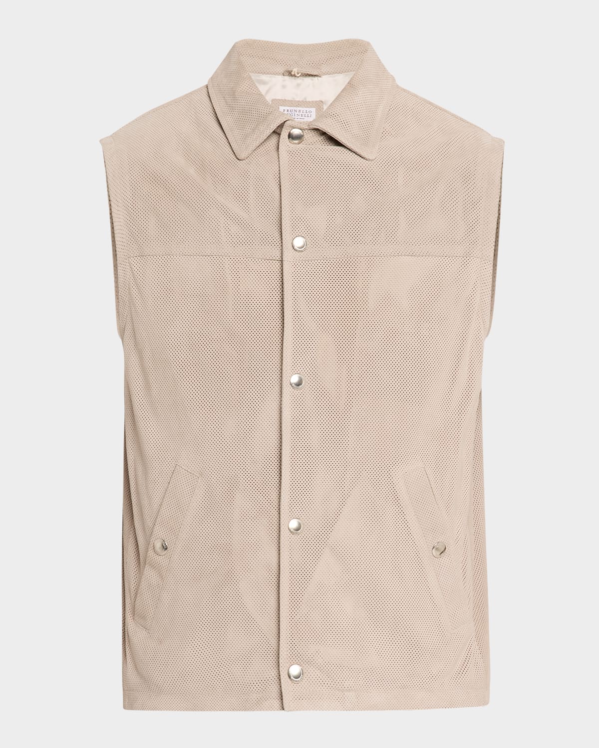 Men's Perforated Suede Snap-Front Vest