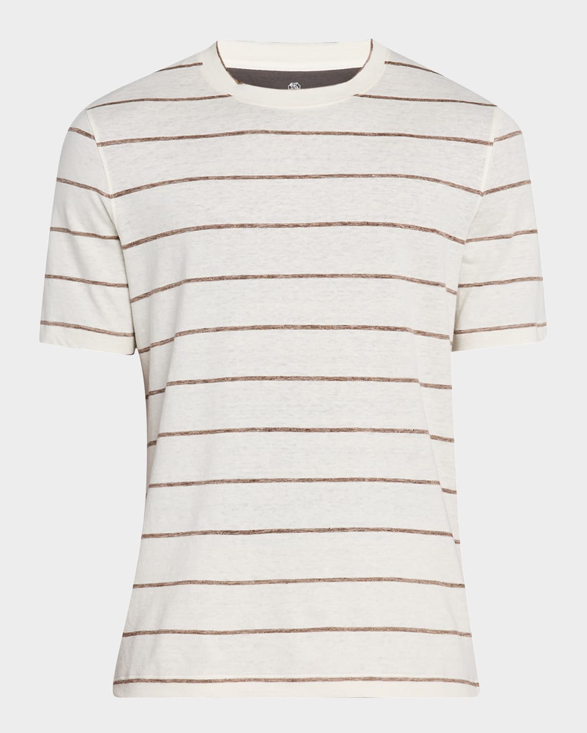 Brunello Cucinelli Men's Linen-cotton Stripe Crewneck T-shirt In White