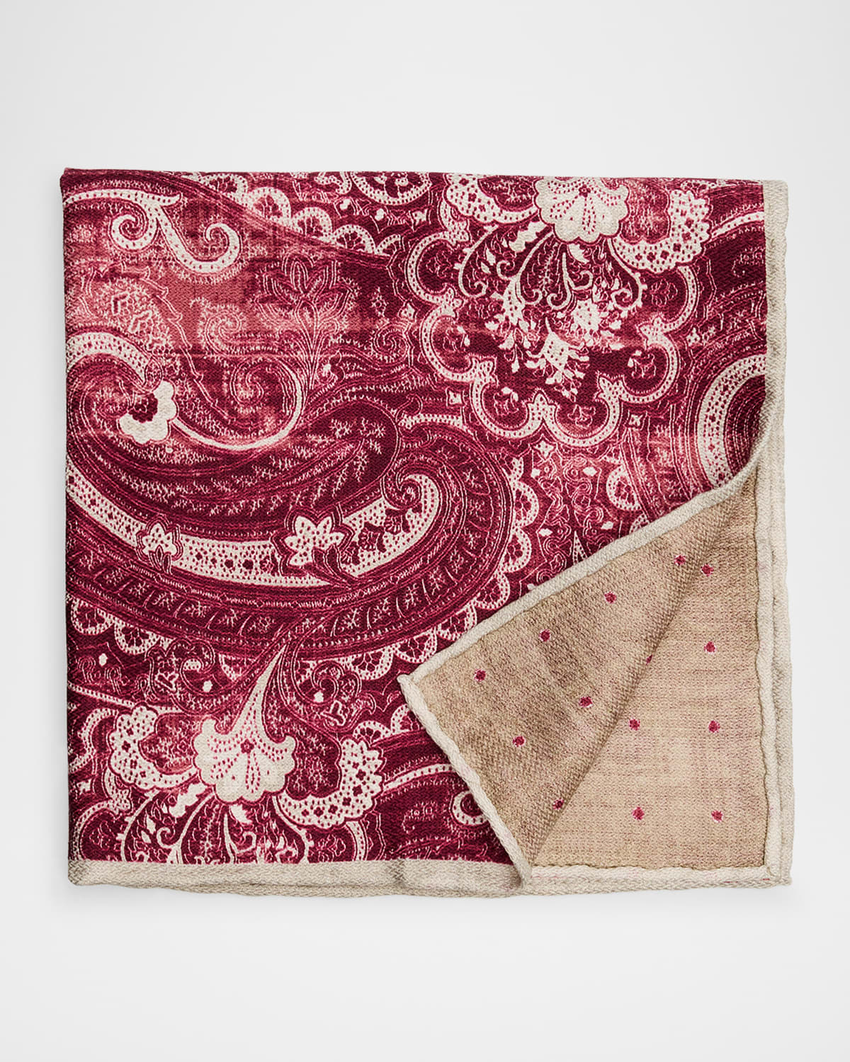 Brunello Cucinelli Men's Silk Paisley Pocket Square In Red