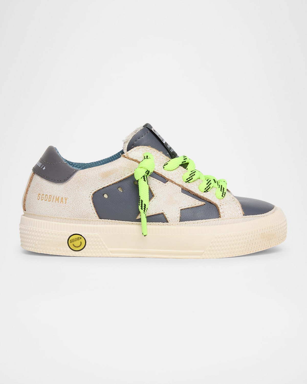 Golden Goose Boy's May Nappa Leather Star And Heel Lace-up Sneakers, Toddler/kids In Whitedark Blue