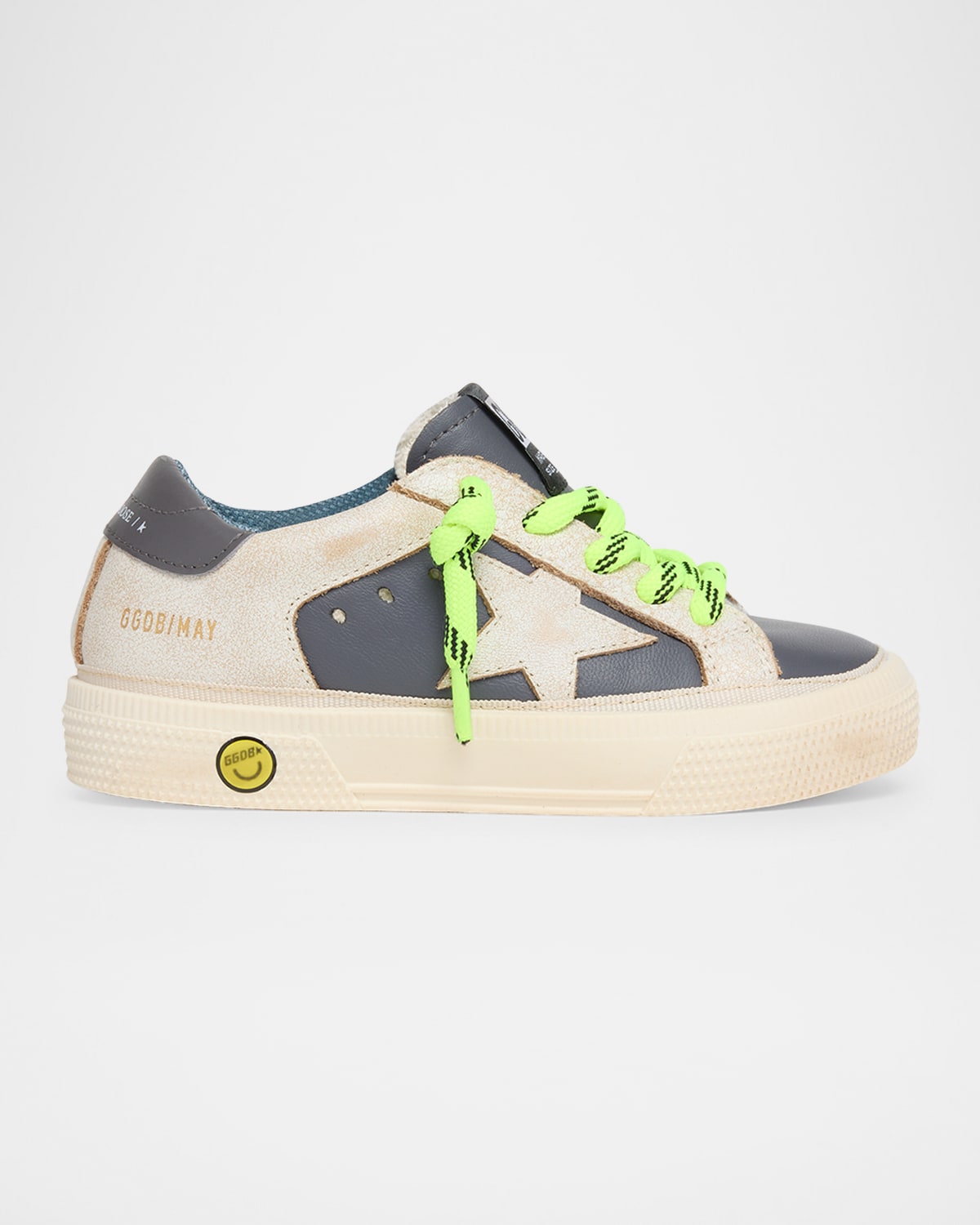 Golden Goose Boy's May Nappa Leather Star And Heel Lace-up Sneakers, Toddler/kids In Whitedark Blue
