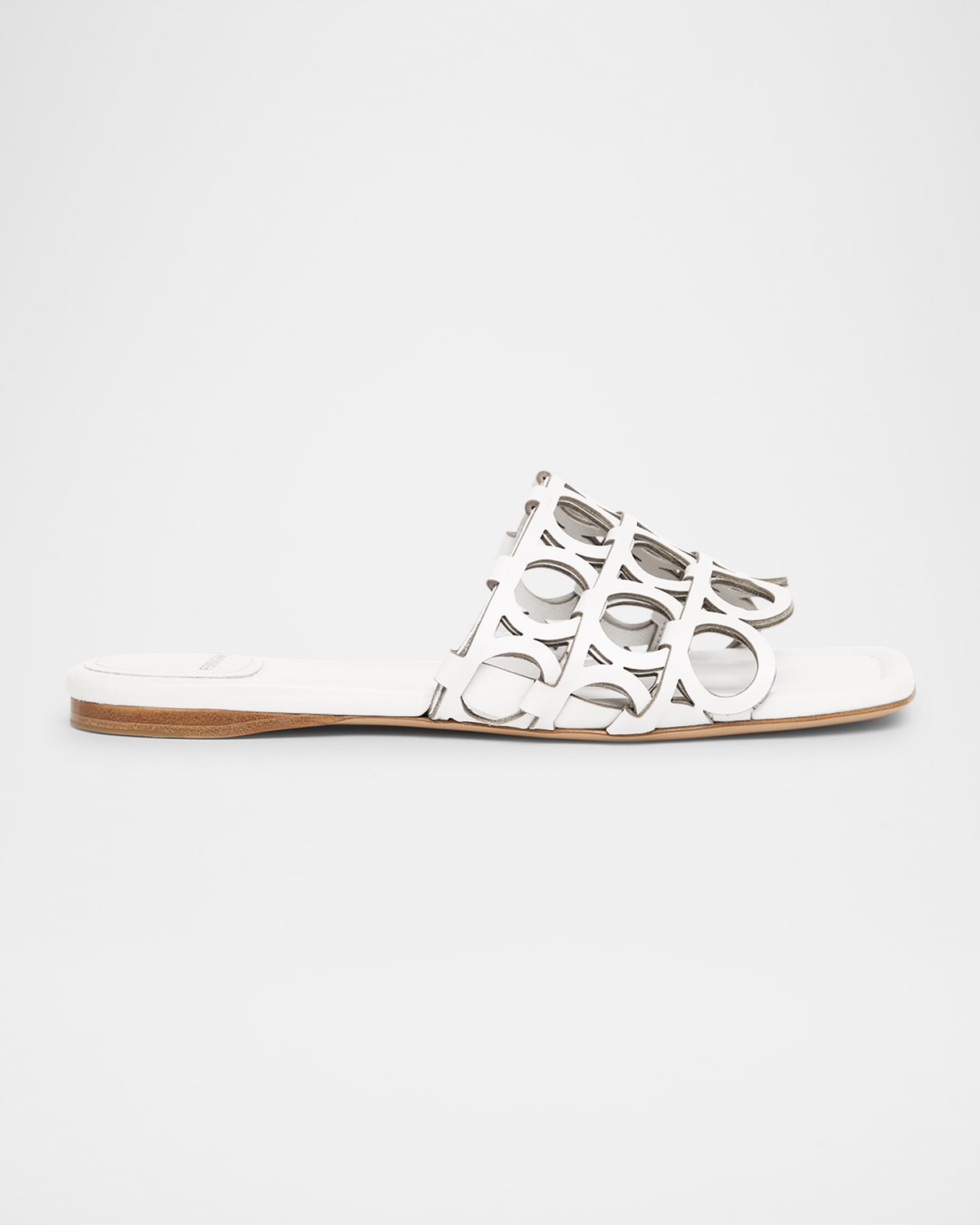 Ferragamo Gancini Pattern Sandals In White
