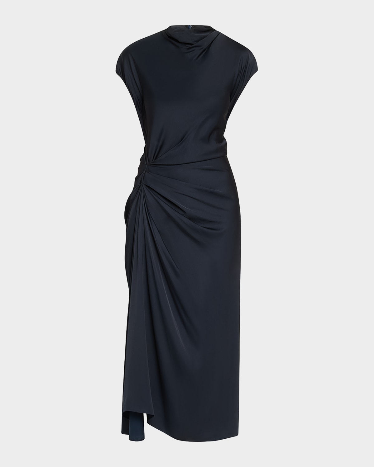 Alma Draped Satin Midi Dress