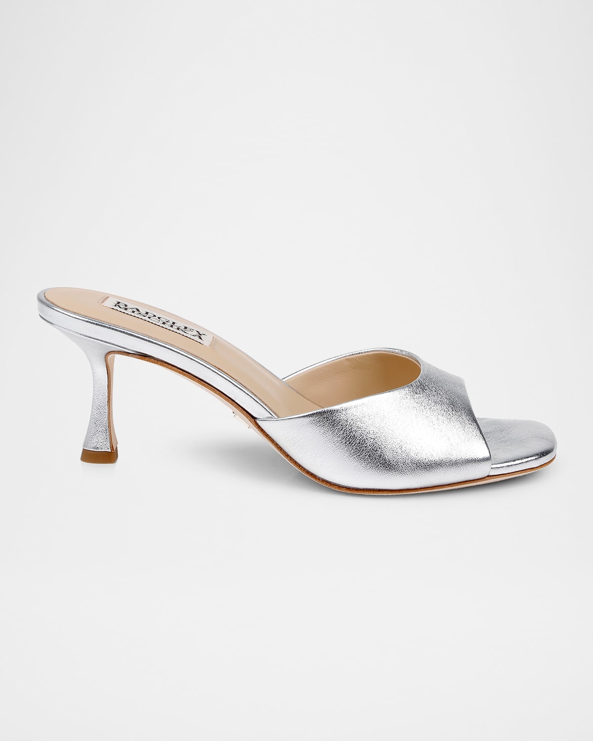 Badgley Mischka Draya Leather Kitten-heel Mules In Silver Leather