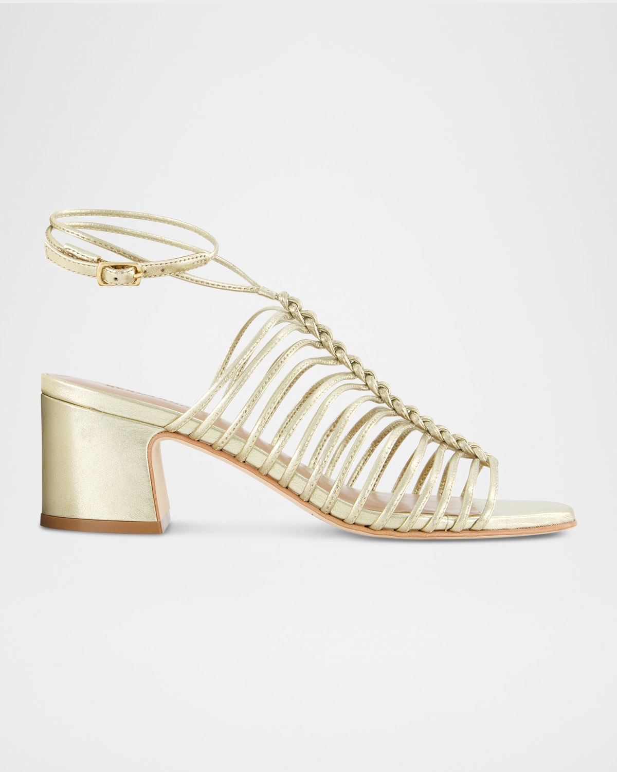 Bernardo Footwear Briga Mid Heel Sandal In Champagne Metallic Glove Leather