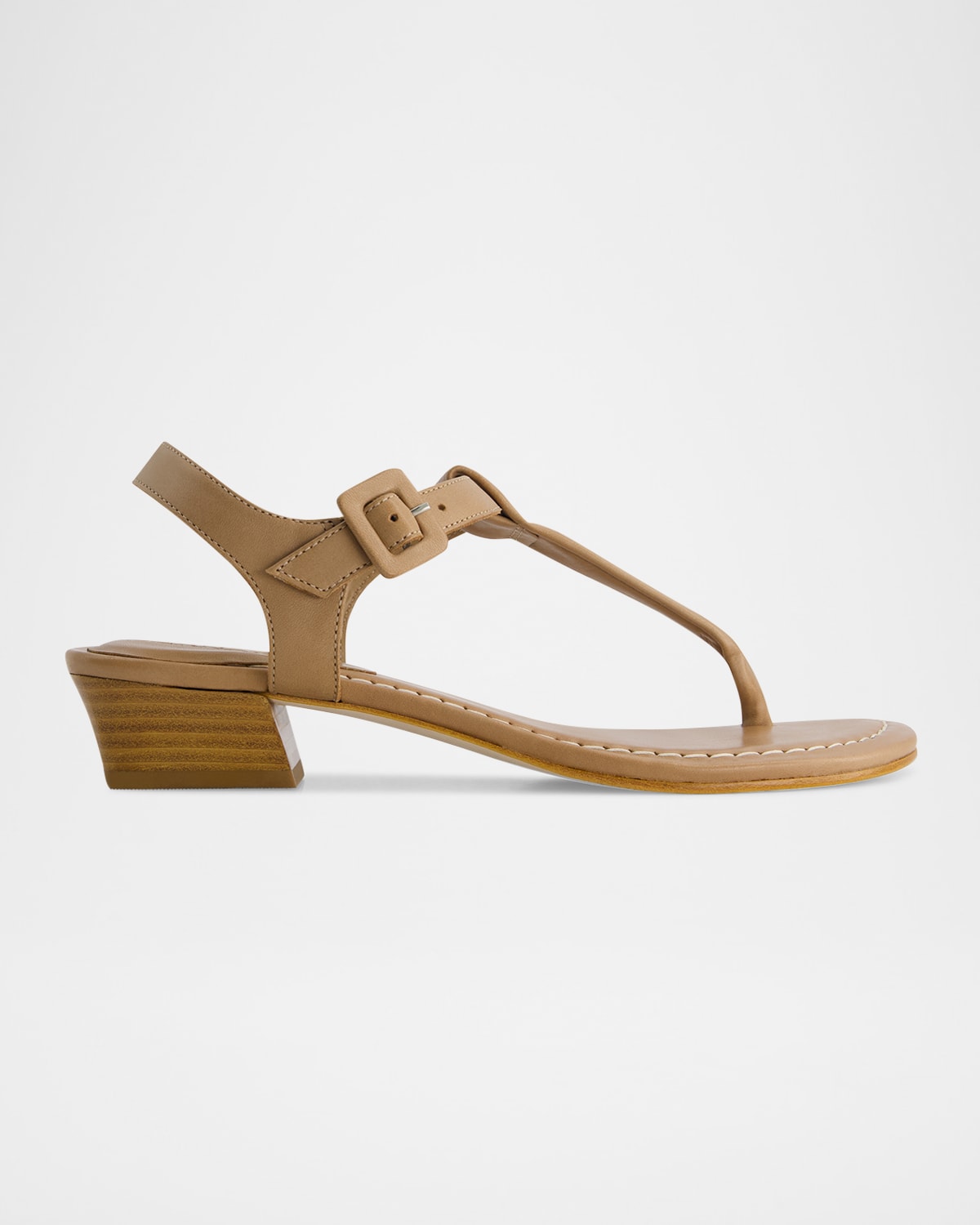 Shop Bernardo Goya Leather T-strap Low Sandals In Sand Glove Leather