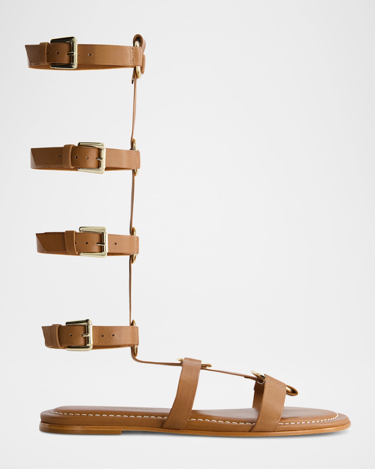 Shop Bernardo Hero Leather Tall Gladiator Sandals In Luggage Antique Calf